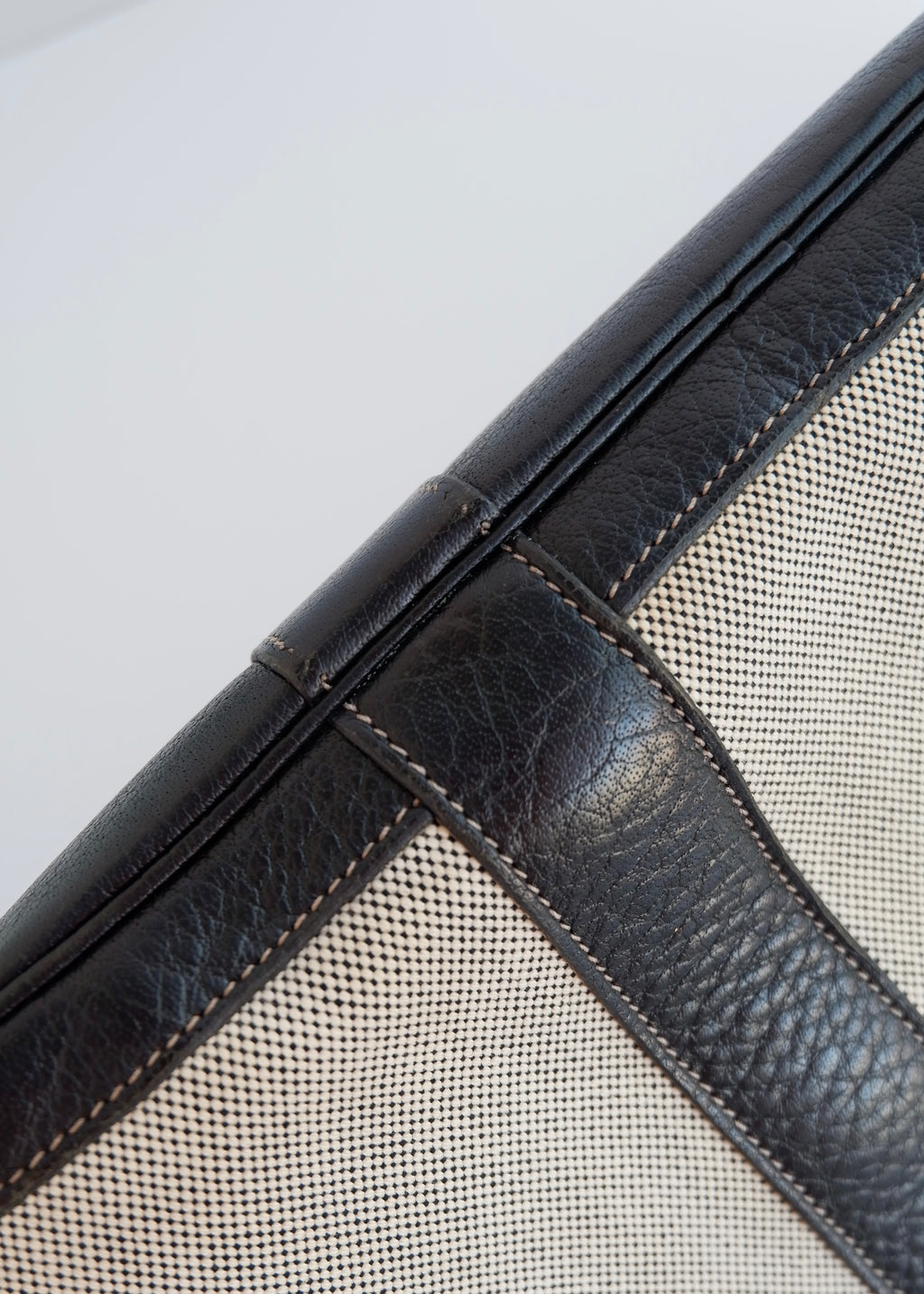 Sac cabas Hermès Garden Party authentique d'occasion en cuir et toile noirs/gris