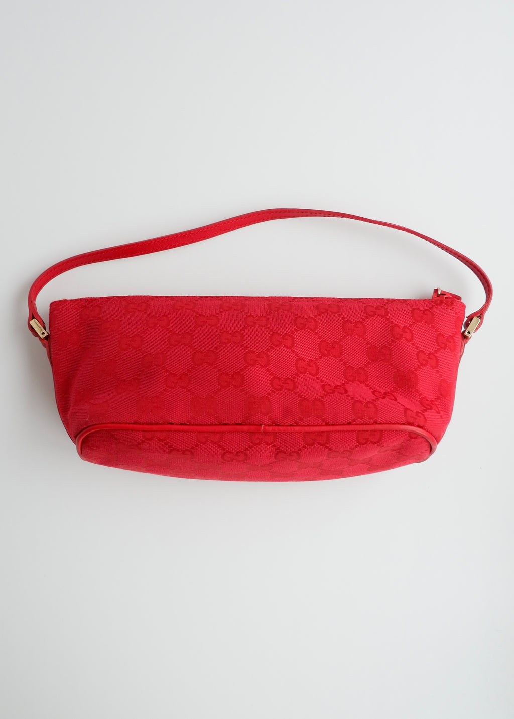 Authentic Preowned Gucci Red GG Canvas Boat Pochette Shoulder Bag