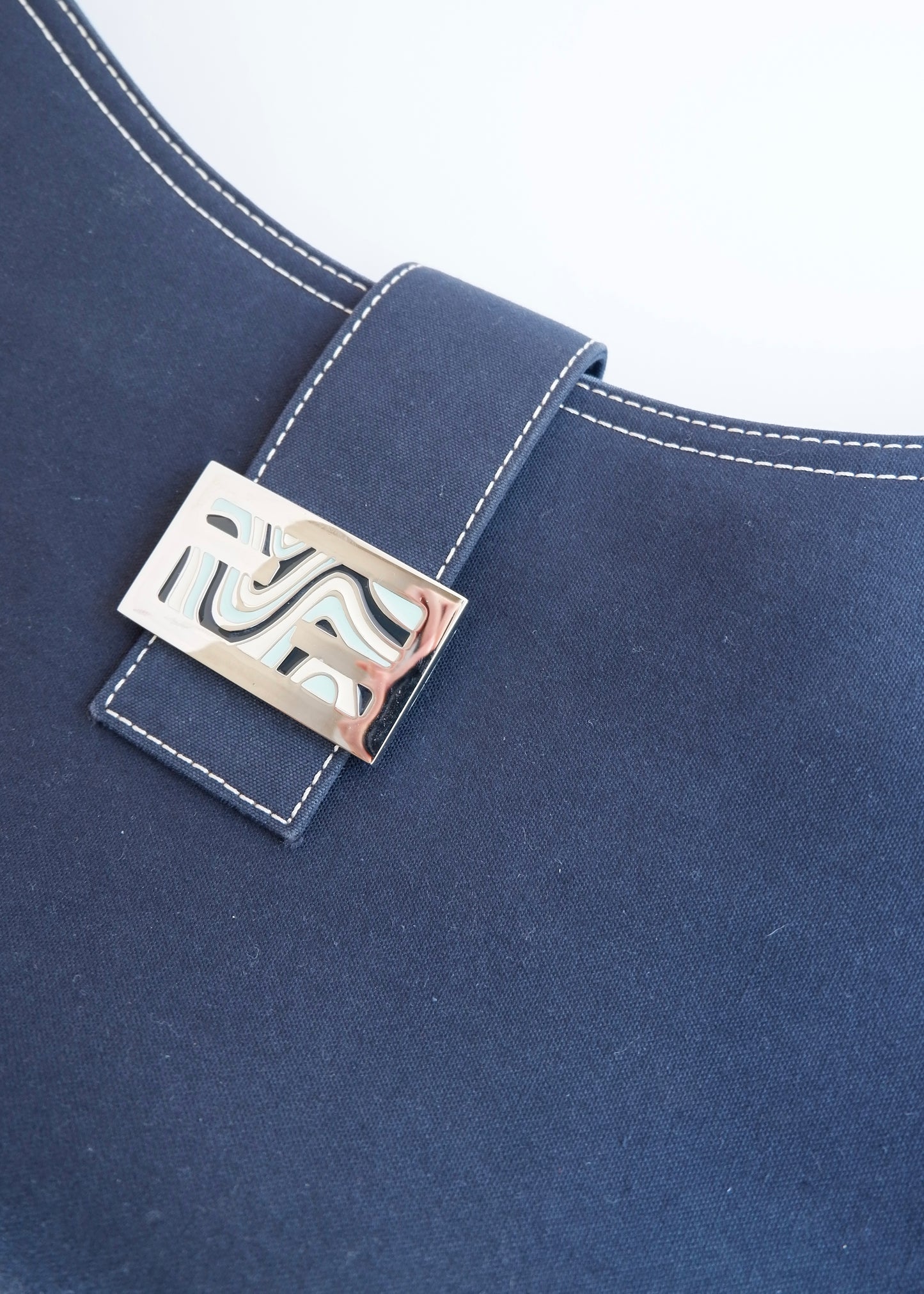 Authentic Preowned Fendi Navy Denim/Canvas Large Shoulder Bag