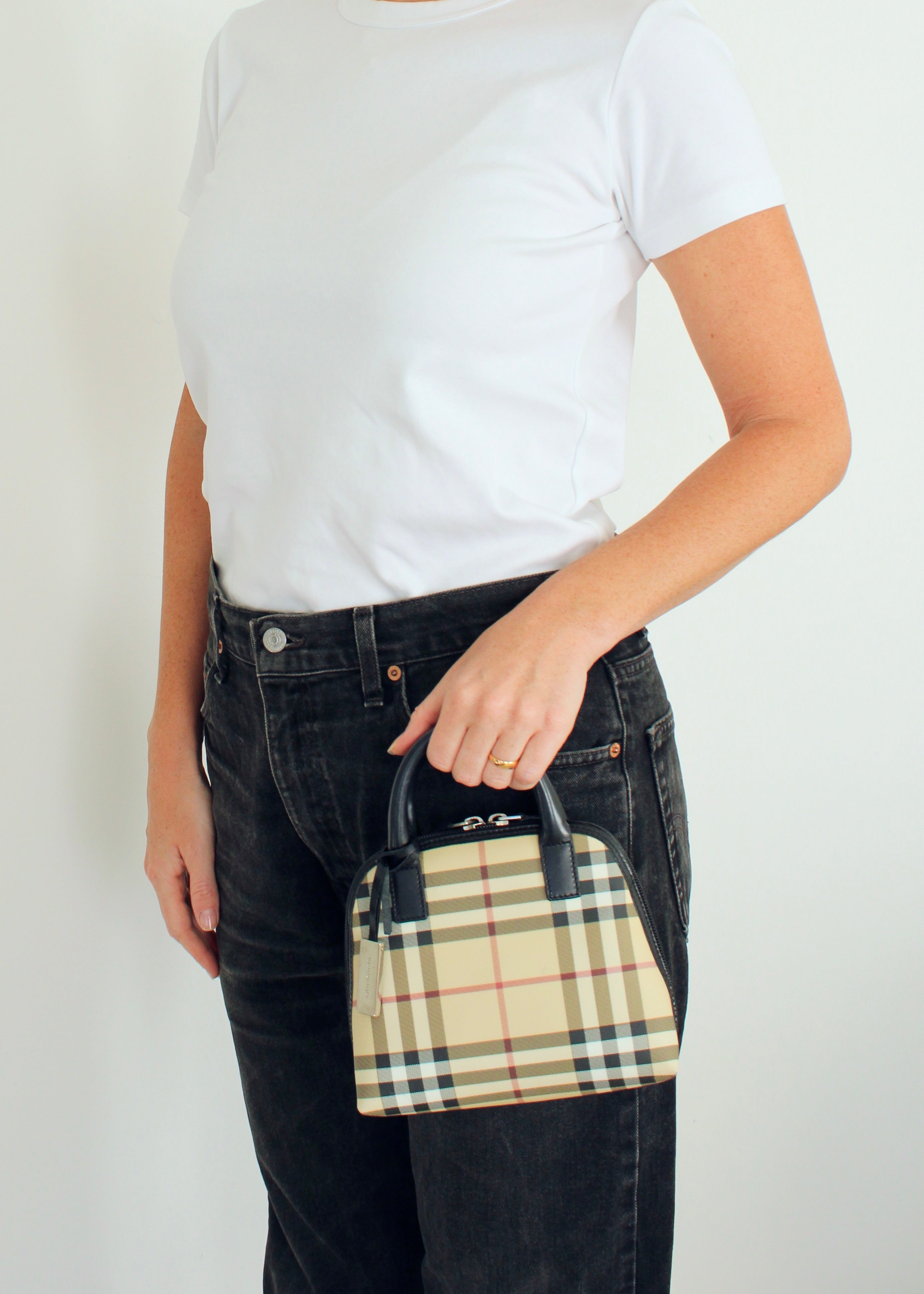 Authentic Preowned Burberry Beige Nova Check Mini Top Handle Bag