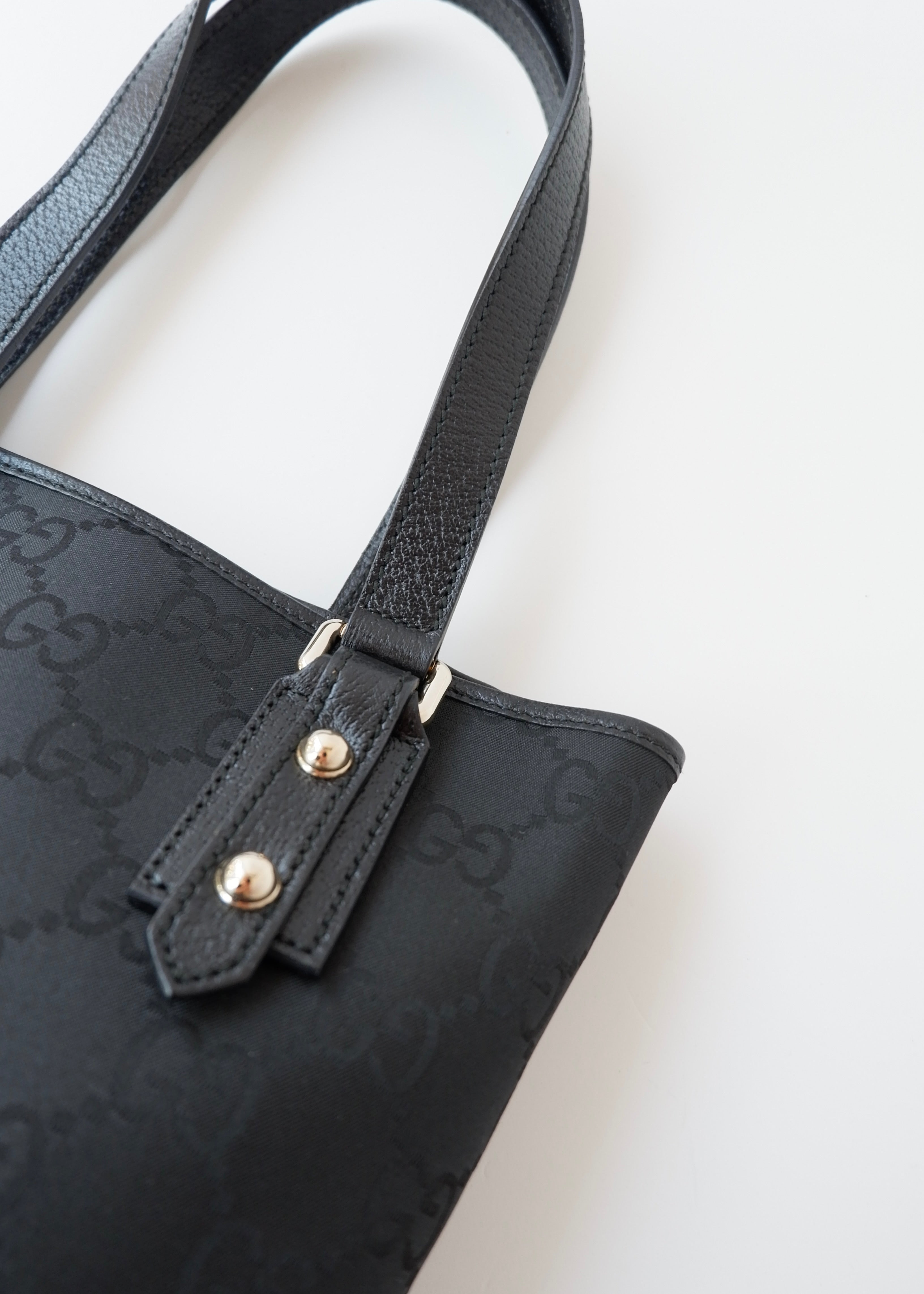 Preowned Gucci Black Large GG Canvas/Leather Shoulder Tote