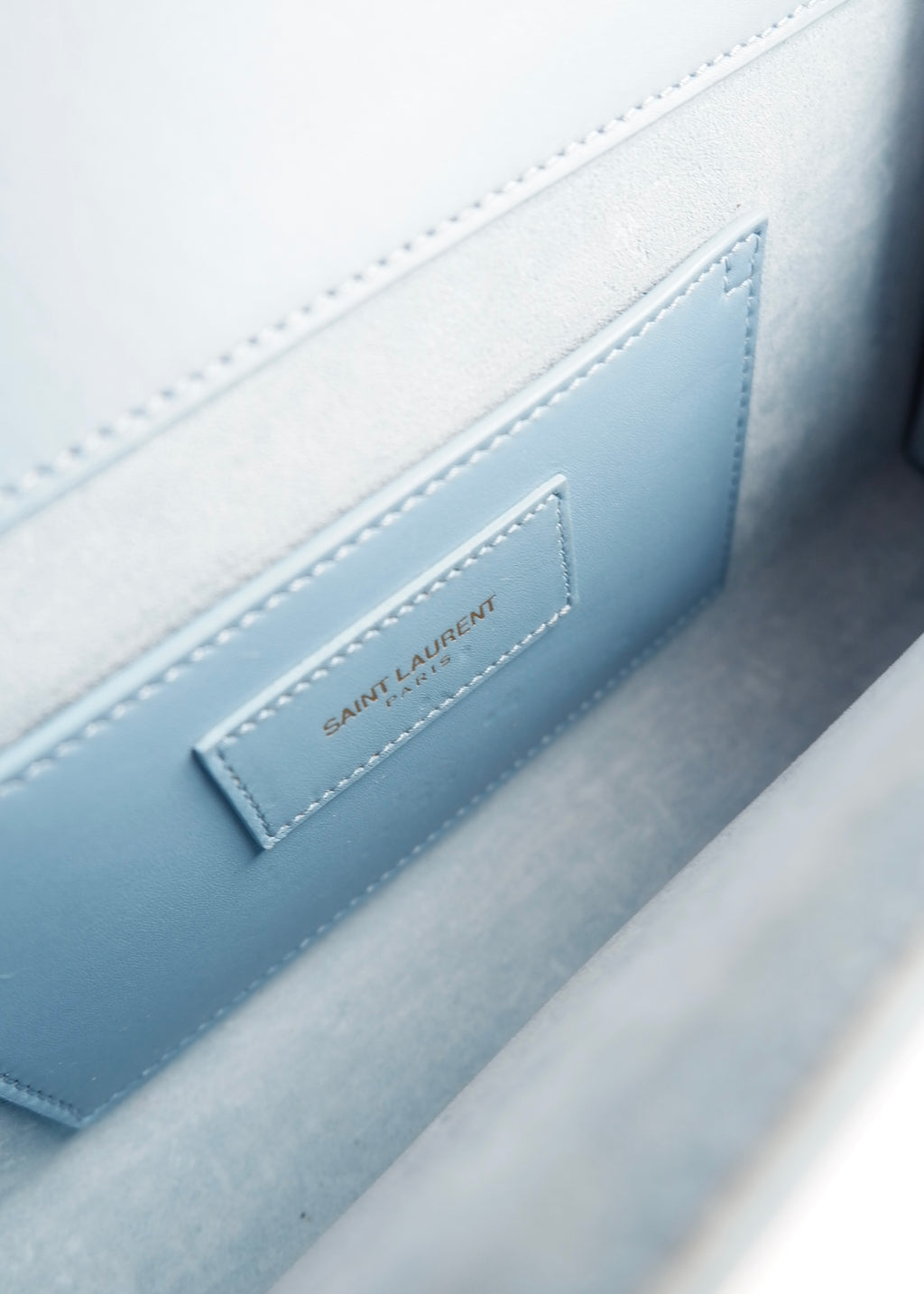Authentic Preowned Saint Laurent Blue Leather YSL Logo Long Clutch Bag