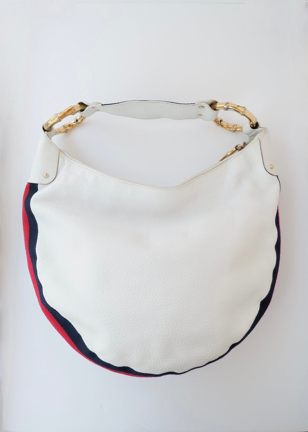 Preowned Gucci White Leather Sherry Line Hobo Shoulder Bag