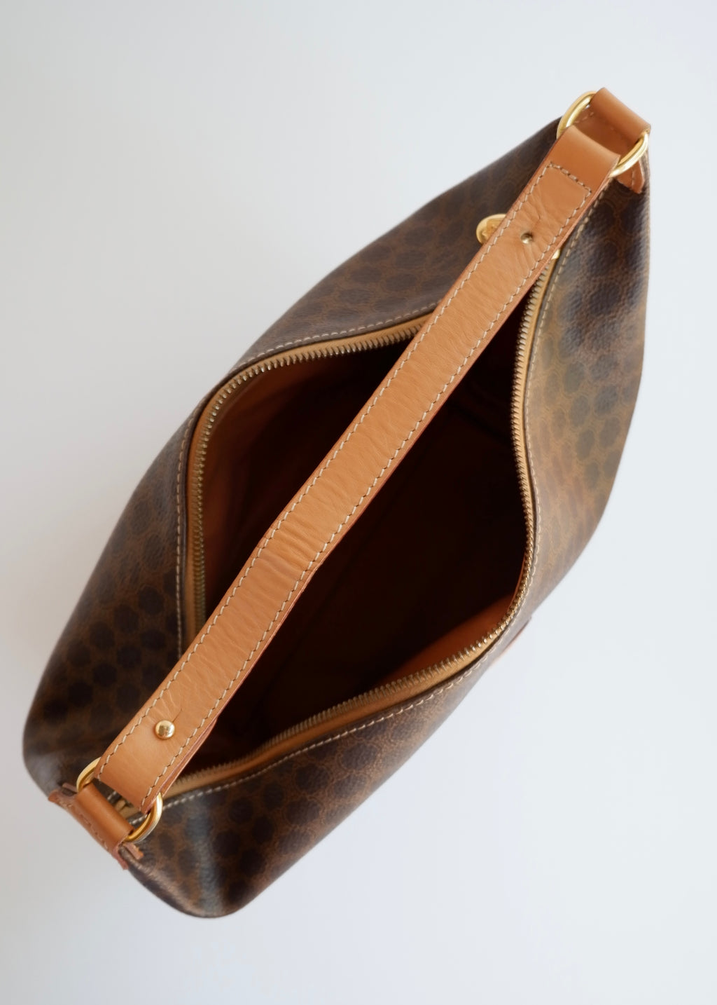 Preowned Vintage Celine Brown Macadam Print Shoulder Bag