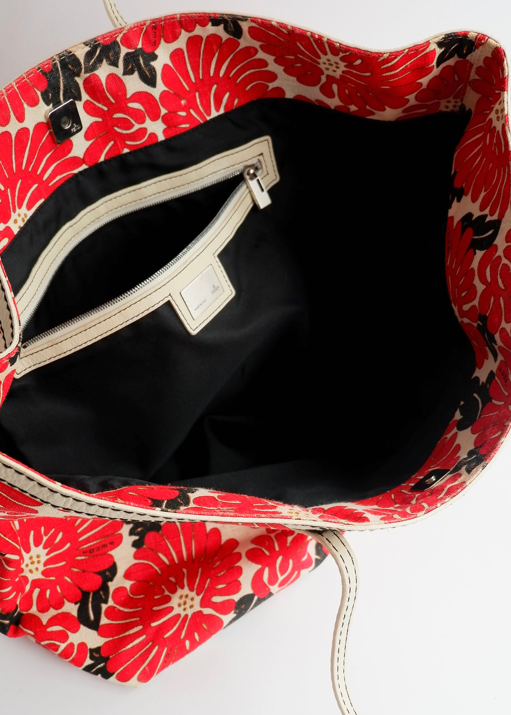 Authentic Preowned Fendi Red Floral Tote Bag