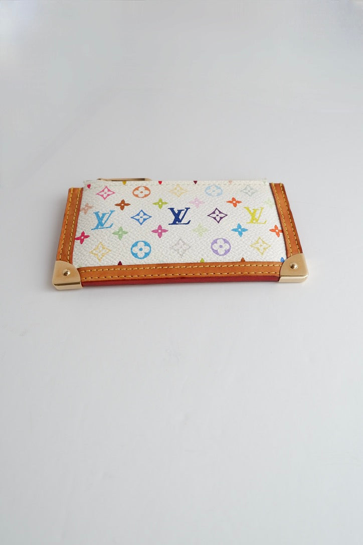 Authentique Louis Vuitton White Multi Pochette Clé d'occasion
