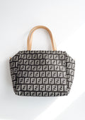 Authentique petit sac fourre-tout Fendi Zucchino noir/beige d'occasion