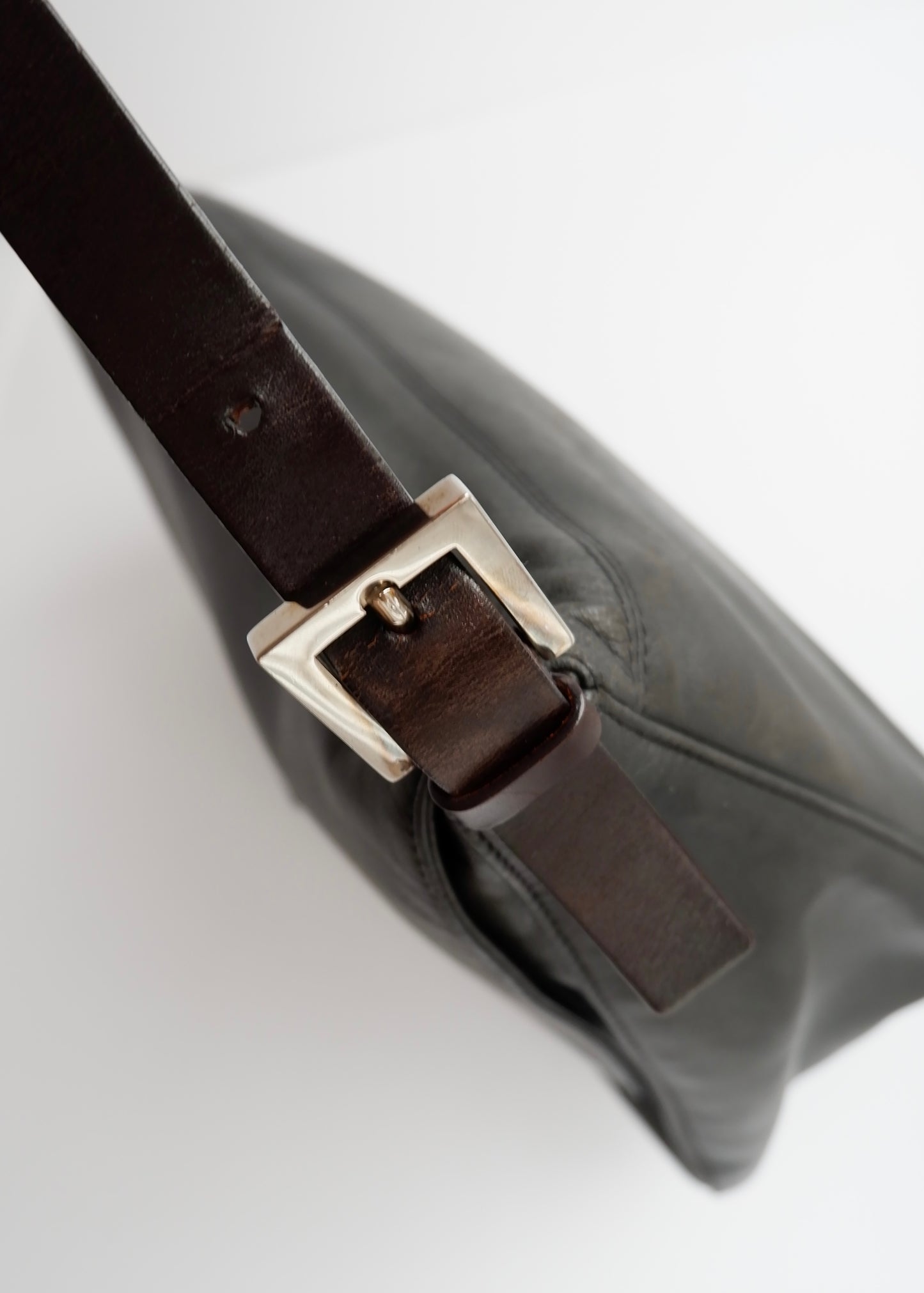 Authentic Preowned Fendi Black/Brown Leather Mamma Baguette Shoulder Bag