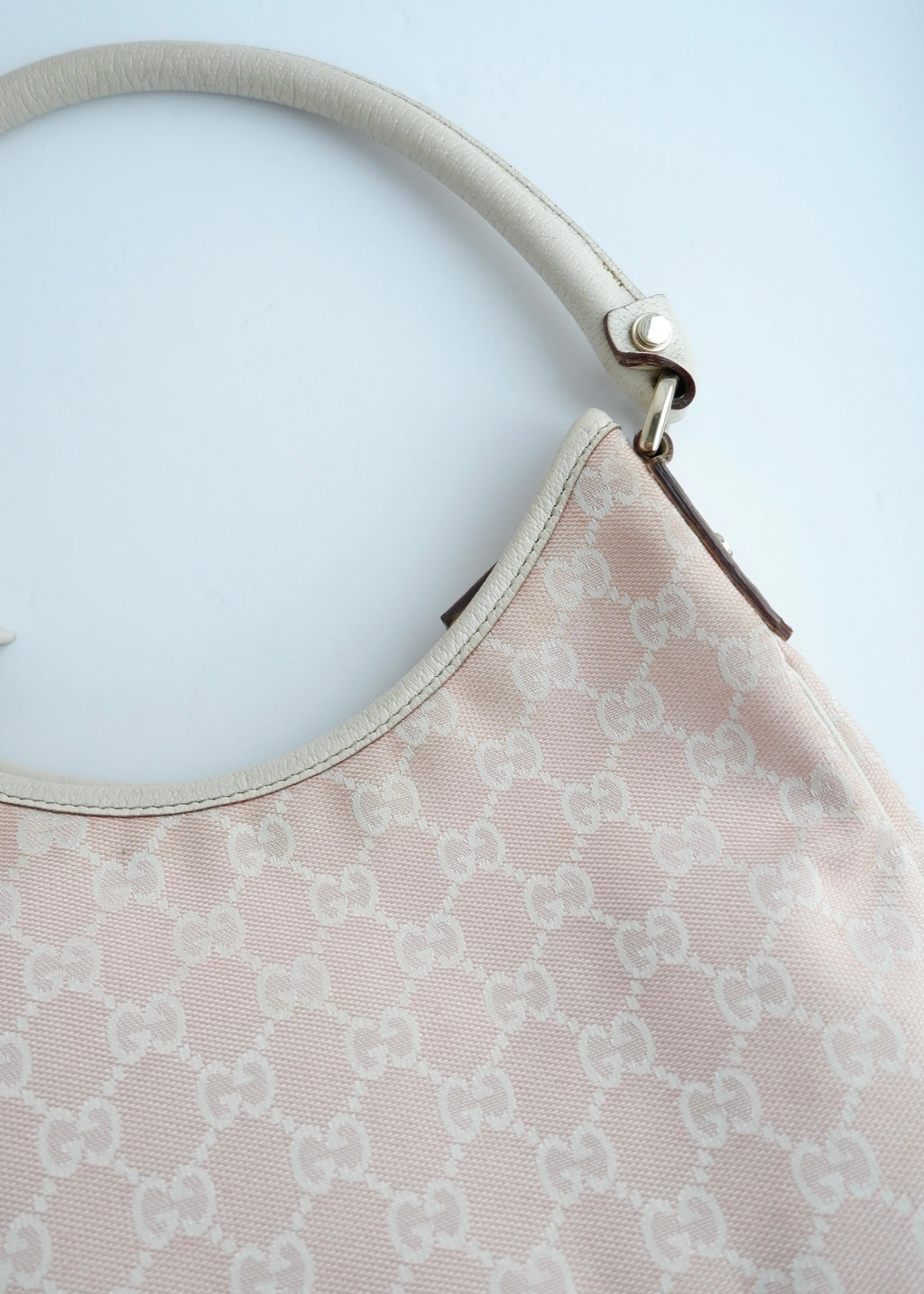 Authentic Preowned Gucci Pink/White GG Canvas Shoulder Bag