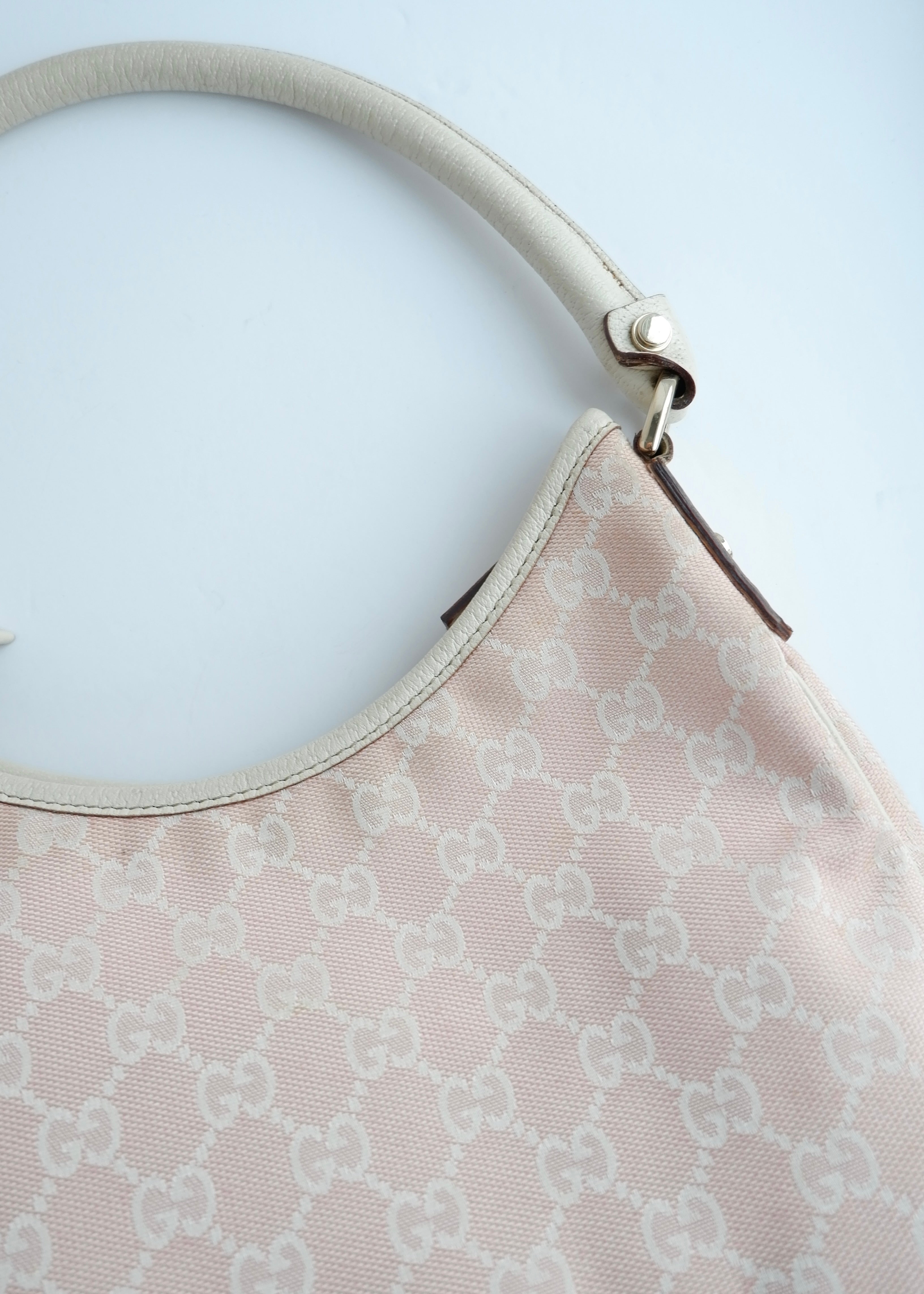 Authentic Preowned Gucci Pink/White GG Canvas Shoulder Bag
