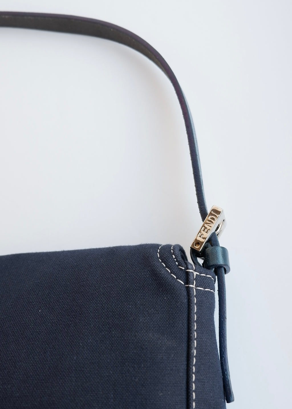 Authentic Preowned Fendi Navy Blue Fabric FF Marble Shoulder Bag