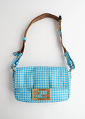 Authentic Preowned Fendi Blue Gingham Nylon Two Way Bag