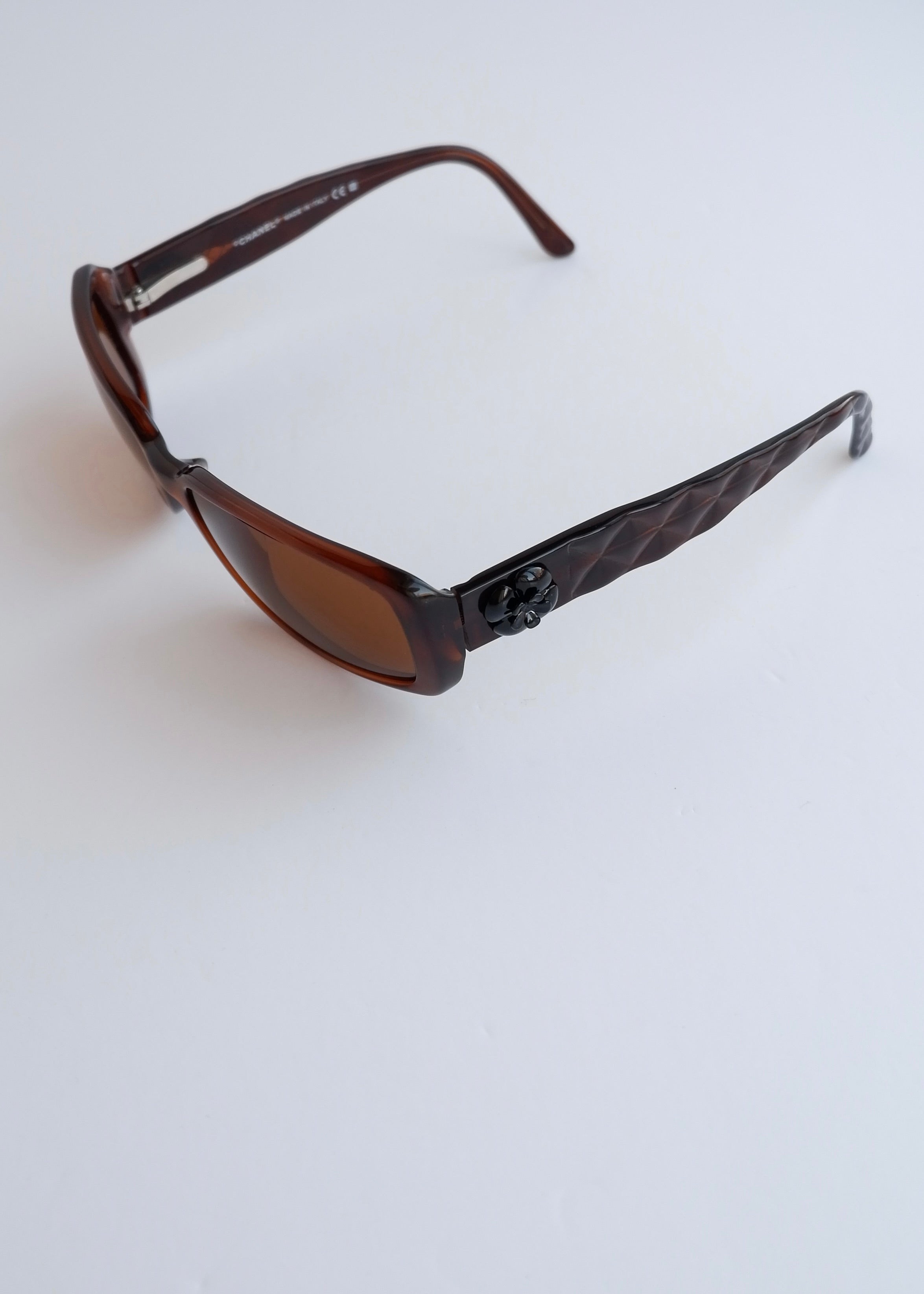 Authentic Preowned Chanel Brown Camellia Square Frame Sunglasses