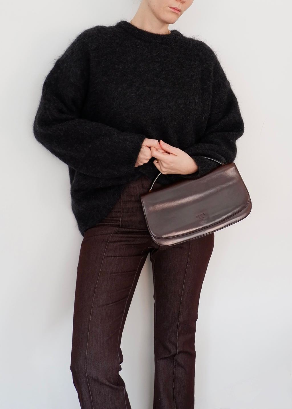 Authentic Preowned Vintage Prada Brown Leather Top Handle Bag