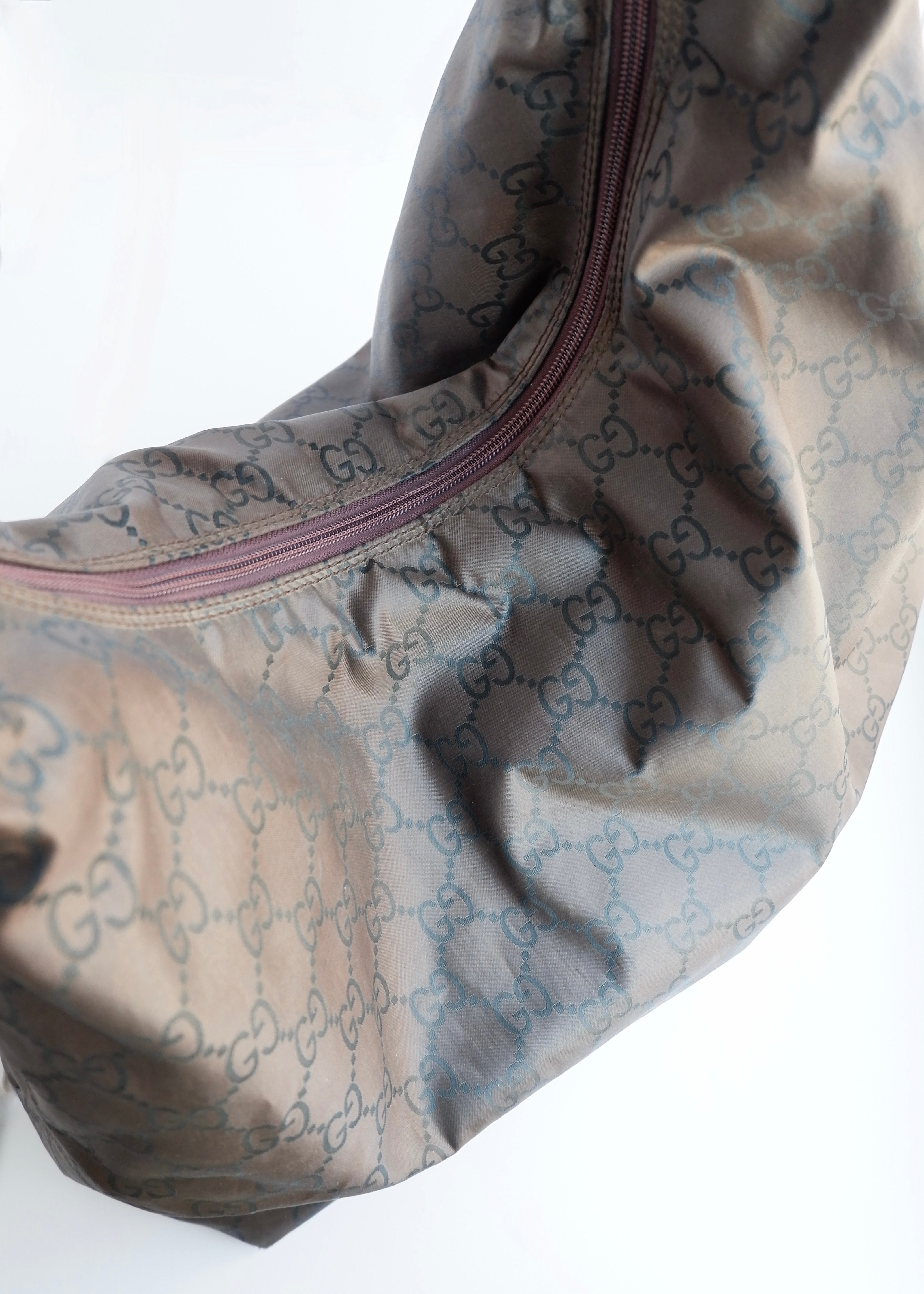 Authentic Preowned Gucci Brown GG Nylon Extra Large Hobo Bag