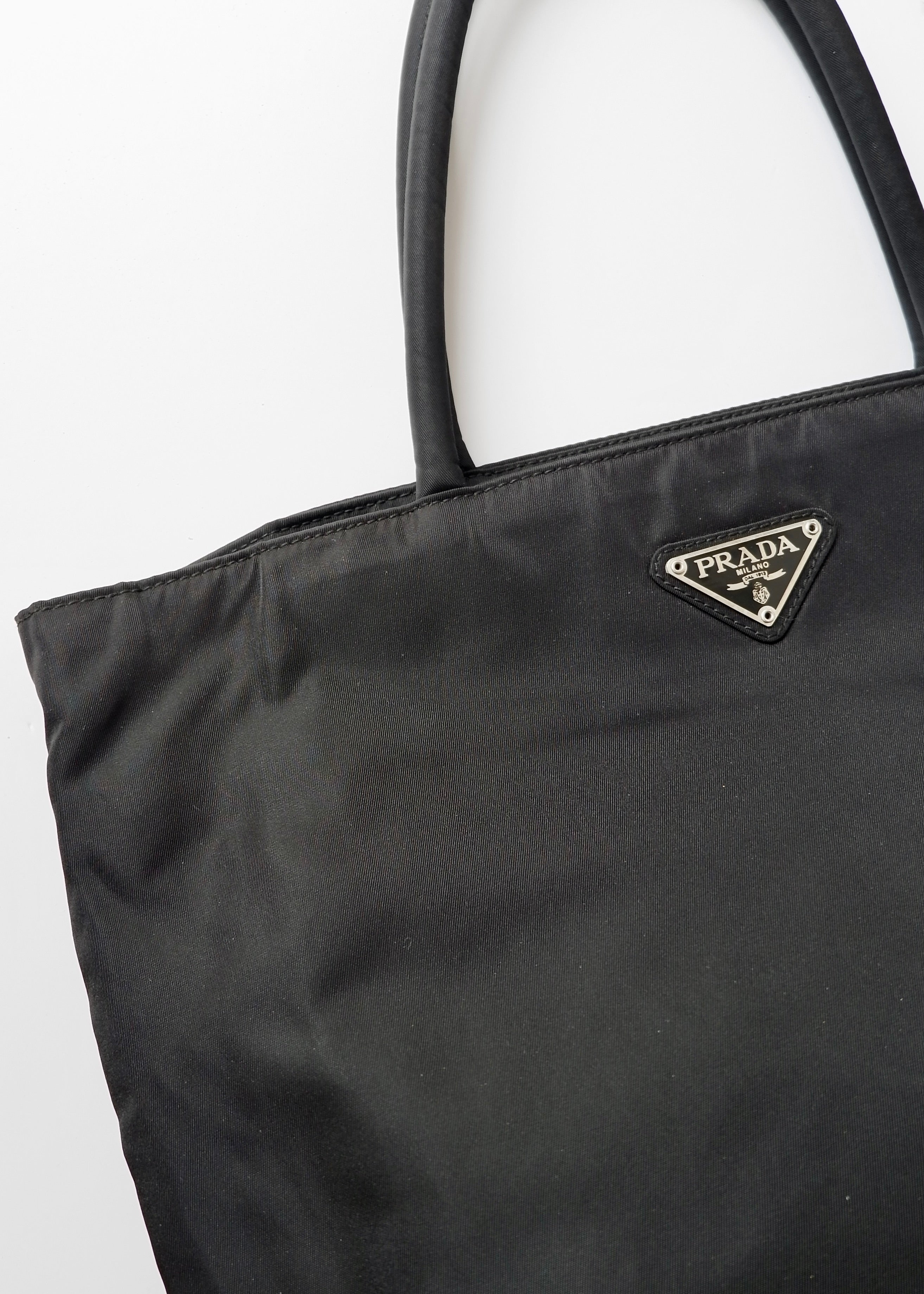 Authentic Prewned Prada Black Nylon Top Handle Handbag