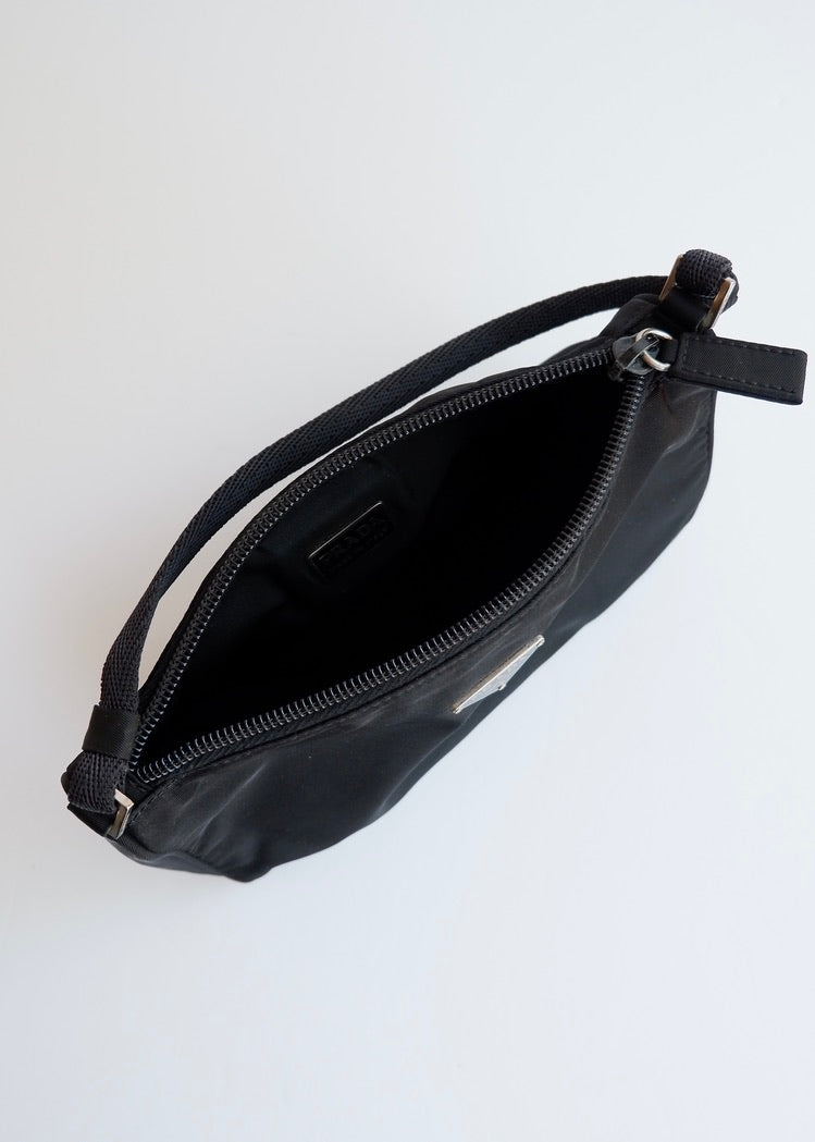 Preowned Prada Black Nylon Pochette Shoulder Bag