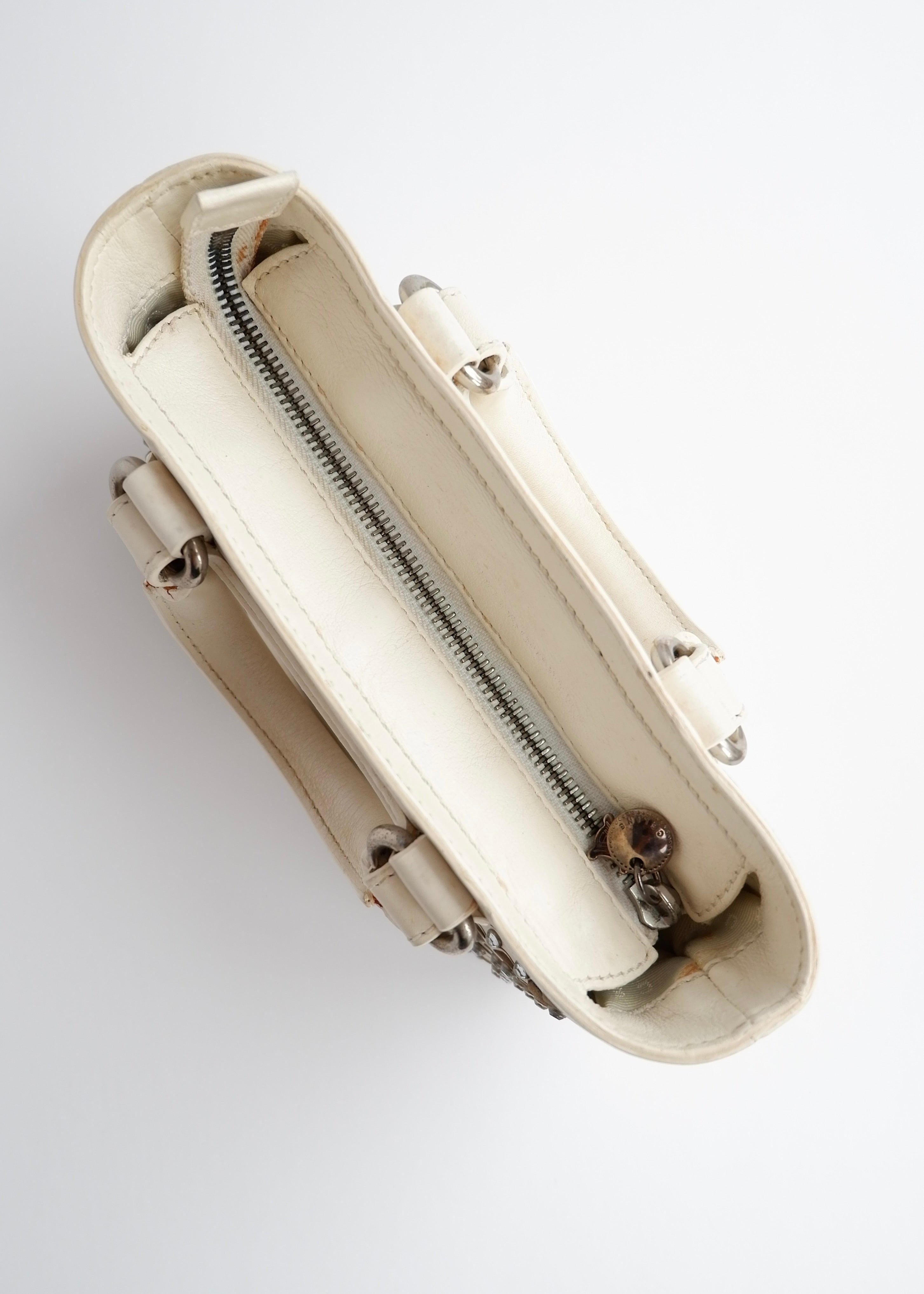 Authentic Preowned Celine White Leather/ Gem Stone Mini Boogie Bag