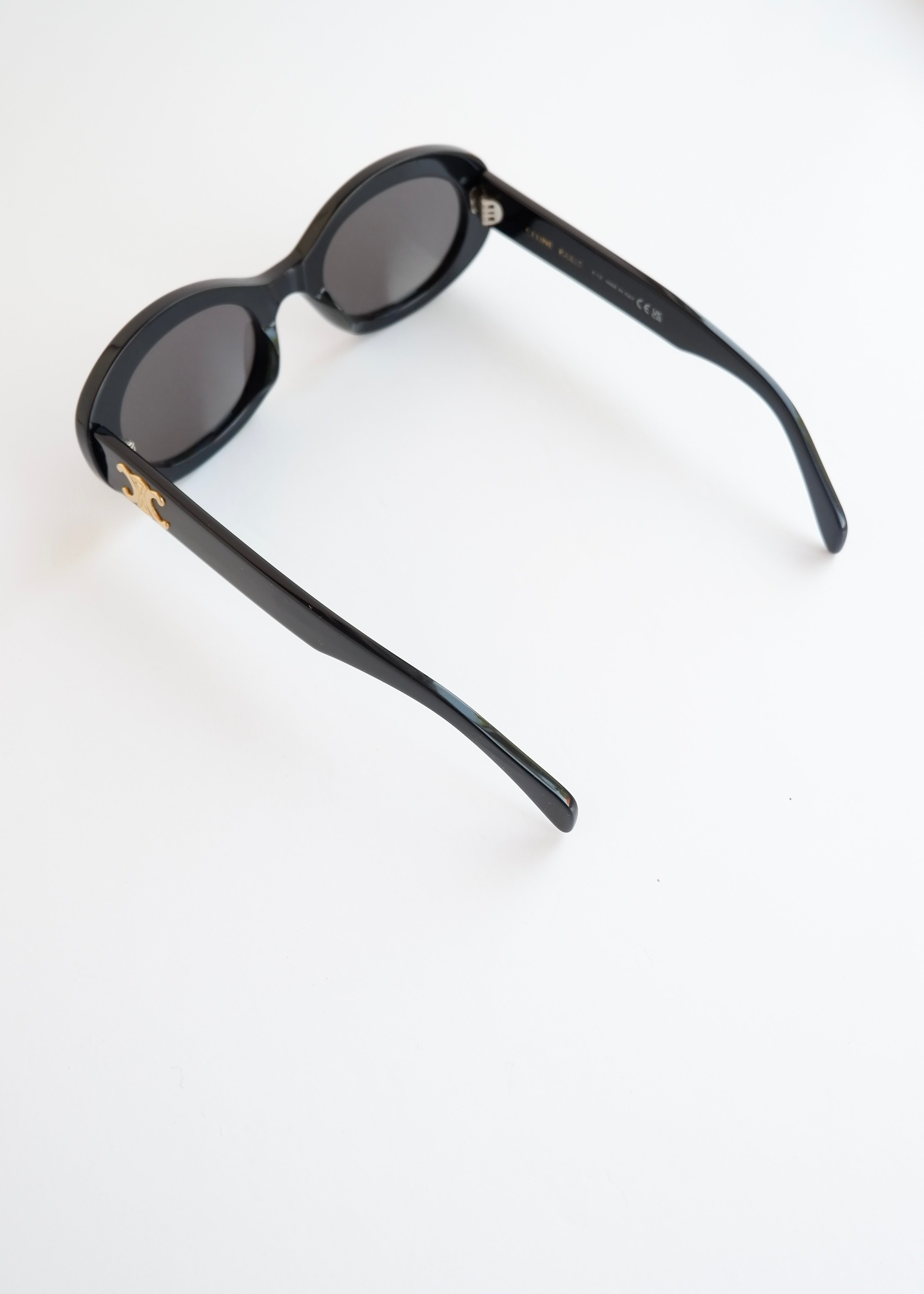 Preowned Celine Black Round Frame Triomphe Sunglasses