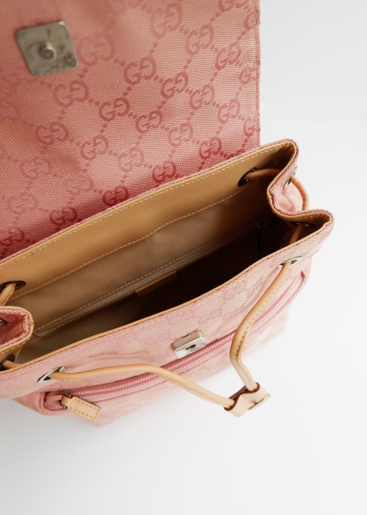 Preowned Vintage Gucci Pink GG Canvas Mini Backpack