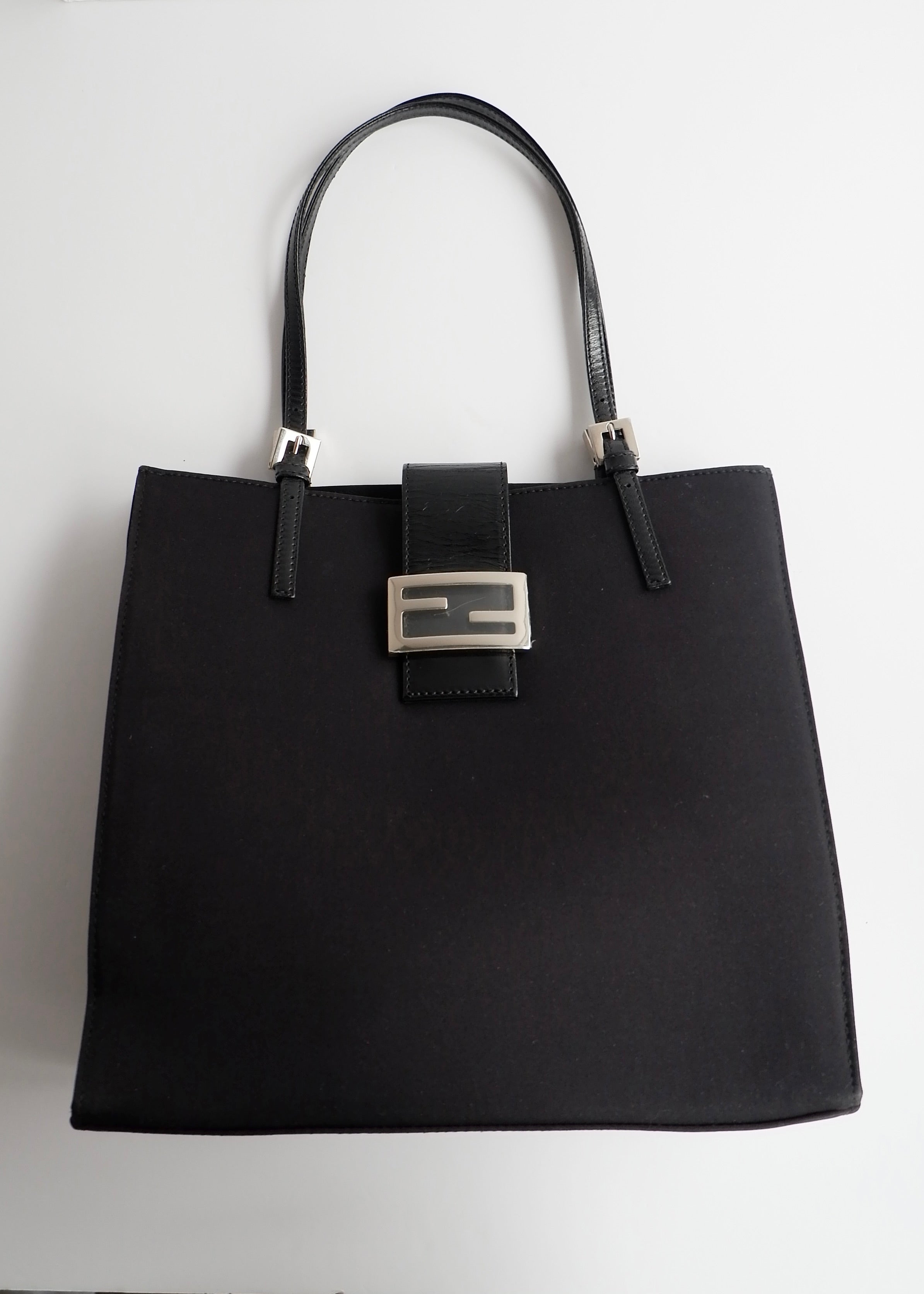Authentic Preowned Fendi Black Fabric FF Logo Shoulder Bag