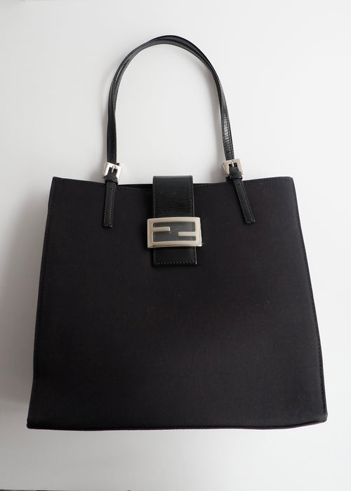 Authentic Preowned Fendi Black Fabric FF Logo Shoulder Bag
