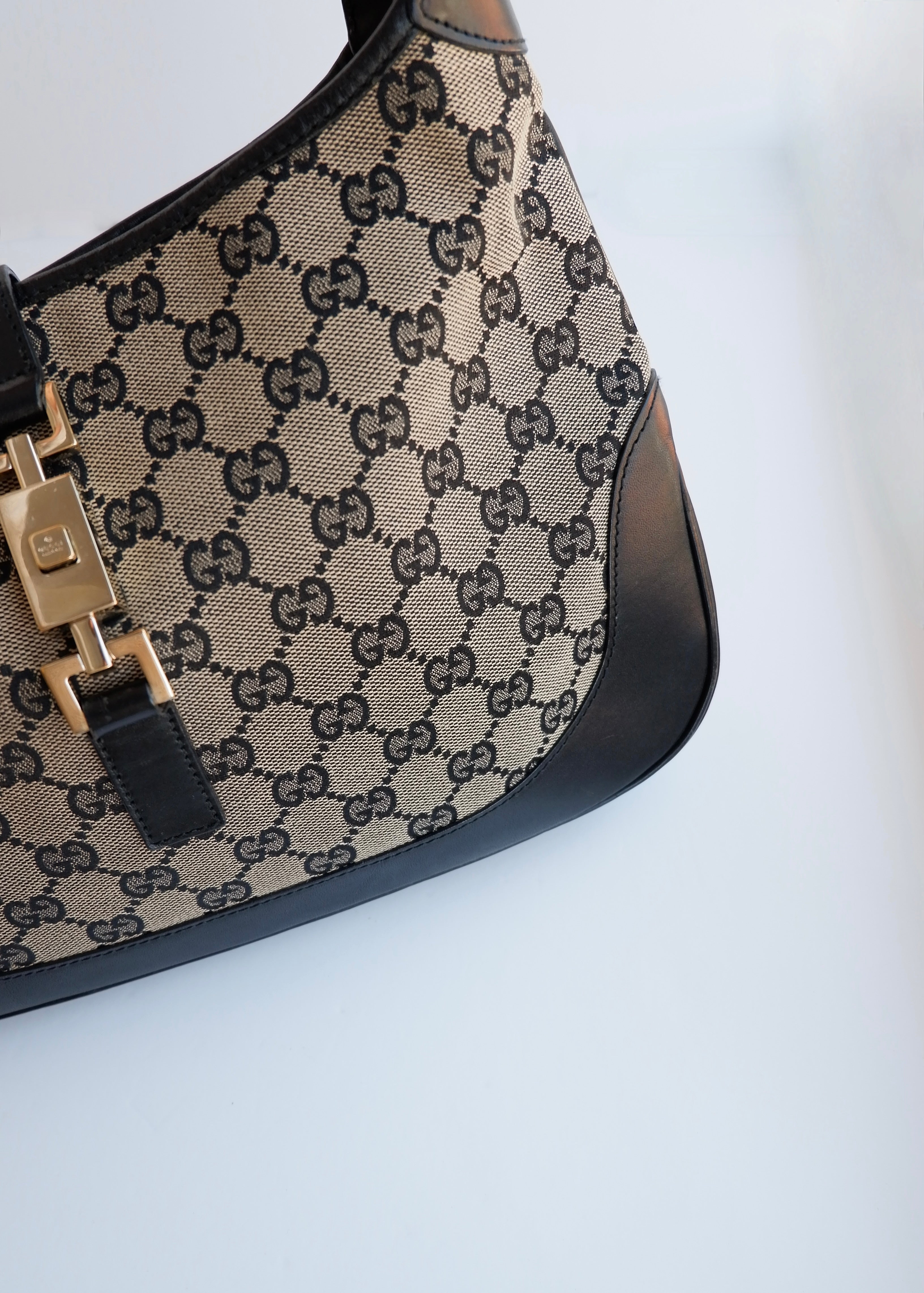 Authentic Preowned Gucci Black GG Canvas Jackie Shoulder Bag