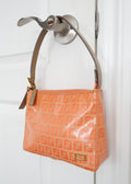 Authentique sac micro bandoulière Fendi Orange Zucchino en toile enduite d'occasion
