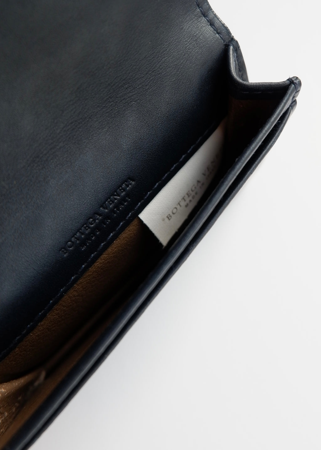 Preowned Bottega Veneta Navy Woven Leather Card Holder