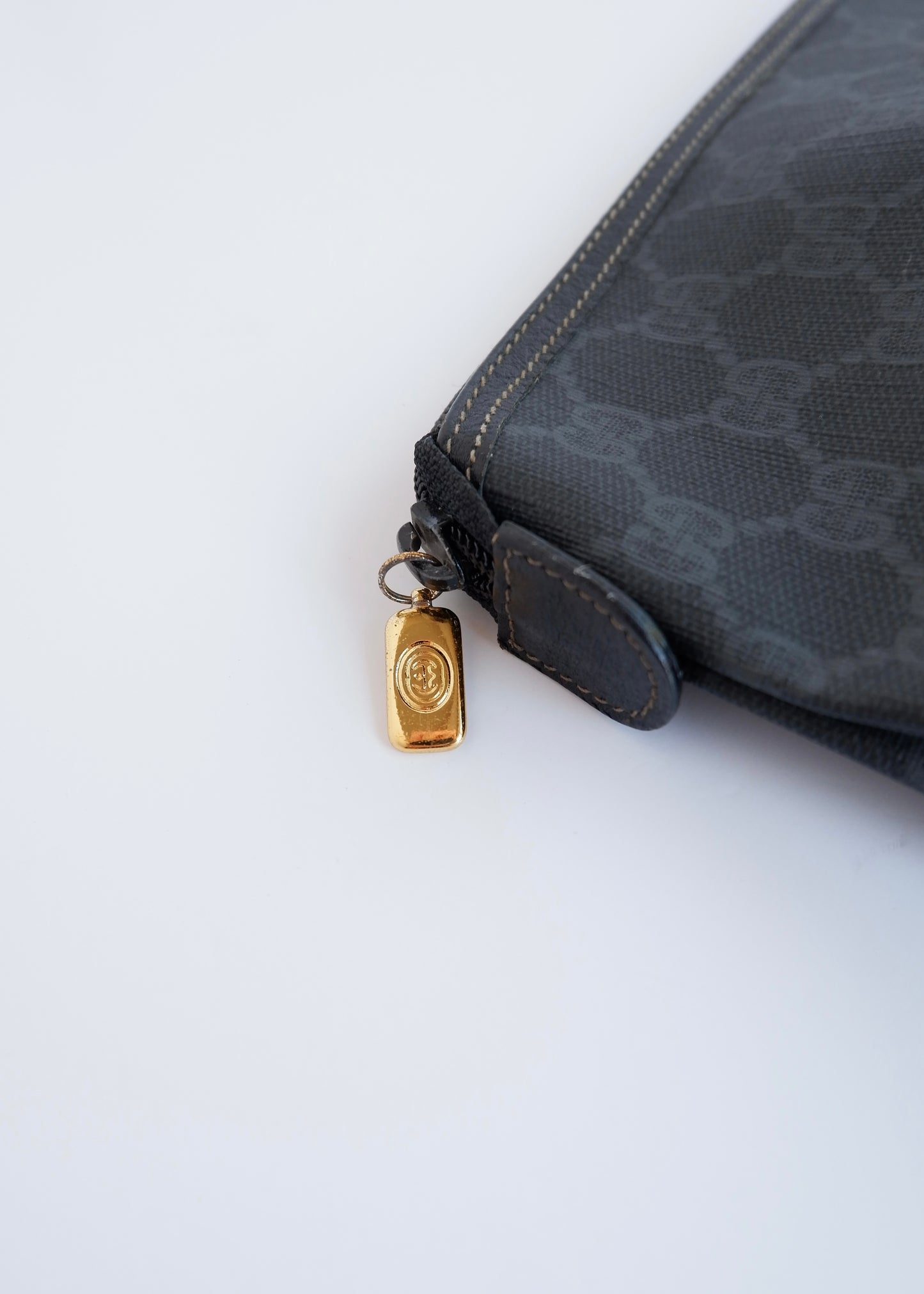 Authentic Preowned Vintage Gucci Black GG Coated Canvas Pouch