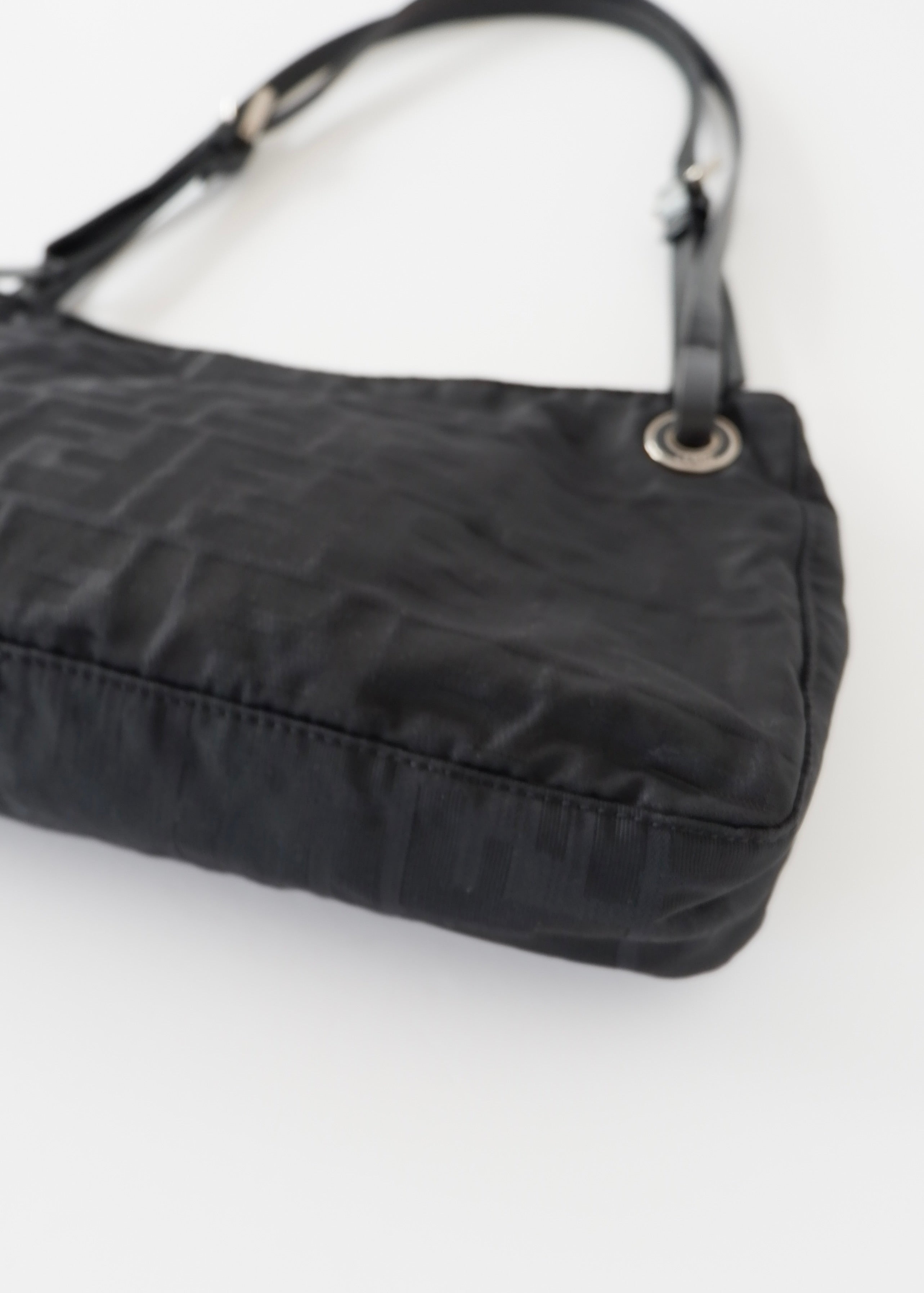 Authentic Preowned Fendi Black Zucca Canvas Shoulder Bag