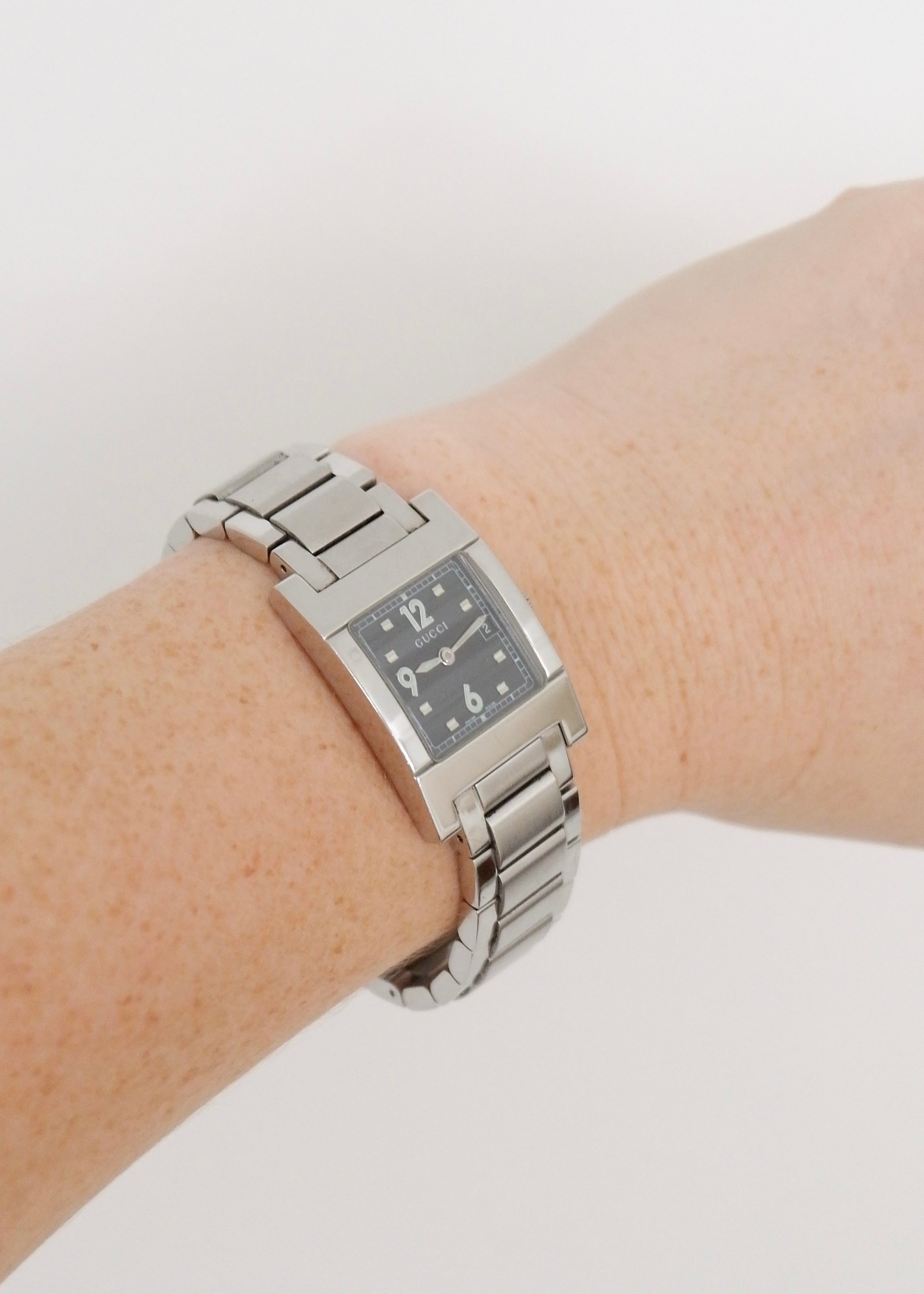Authentic Preowned Vintage Gucci Silver Stainless  Steel Square Face Watch