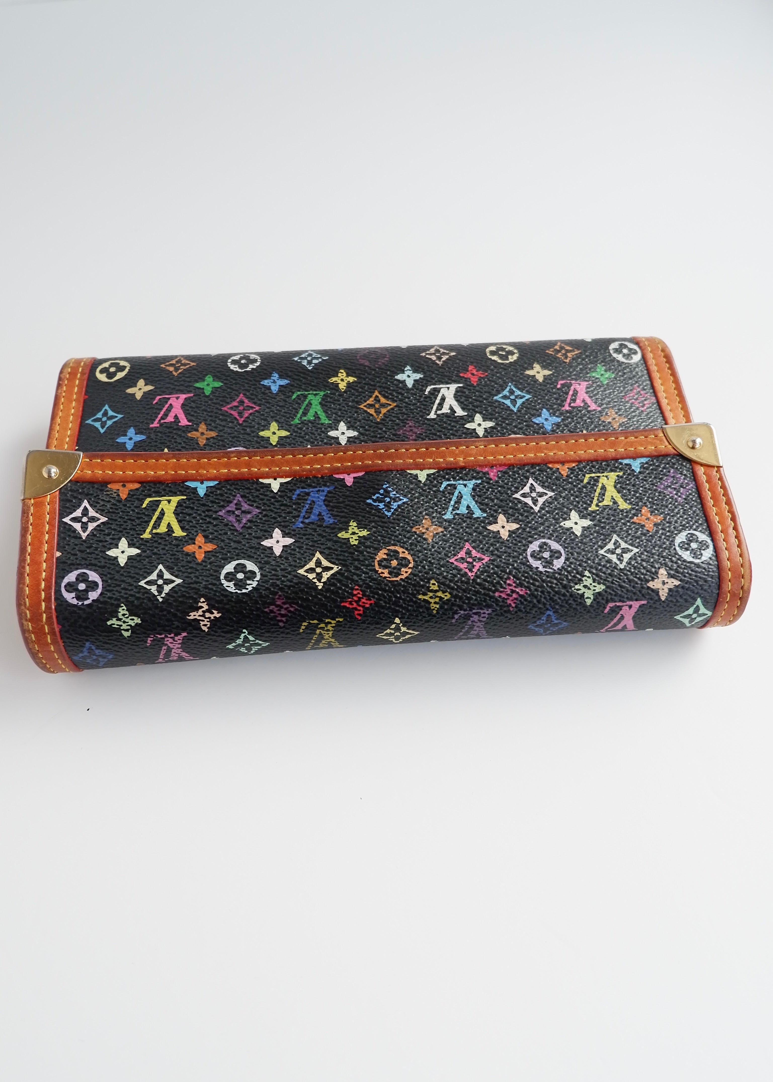 Portefeuille long Louis Vuitton noir multi d'occasion authentique