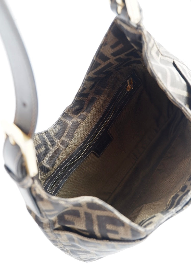 Authentic Preowned Fendi Brown Canvas Zucca Hobo Shoulder Bag