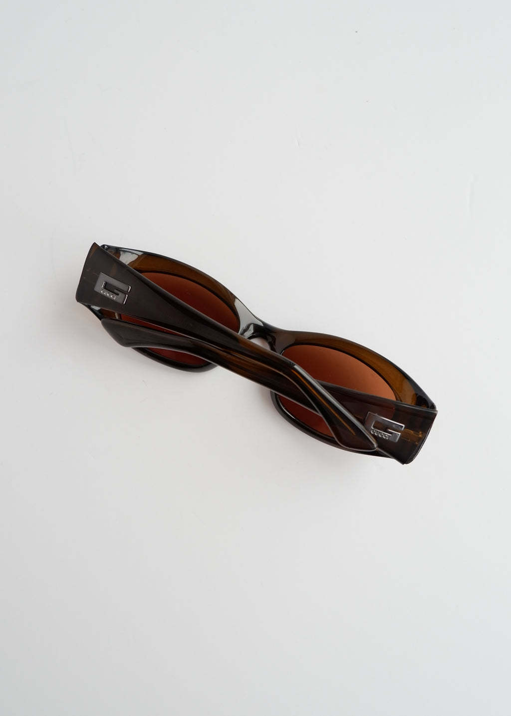 Authentiques lunettes de soleil Gucci d'occasion en acétate marron à monture carrée