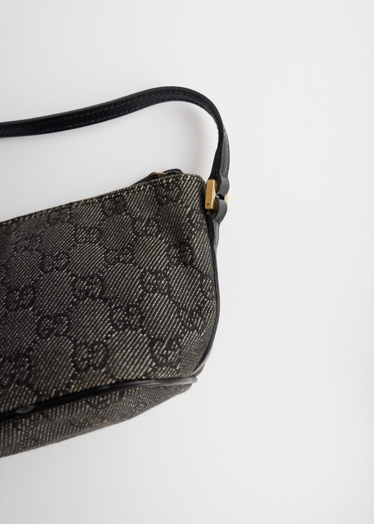 Authentic Preowned Gucci Black GG Canvas Boat Pochette