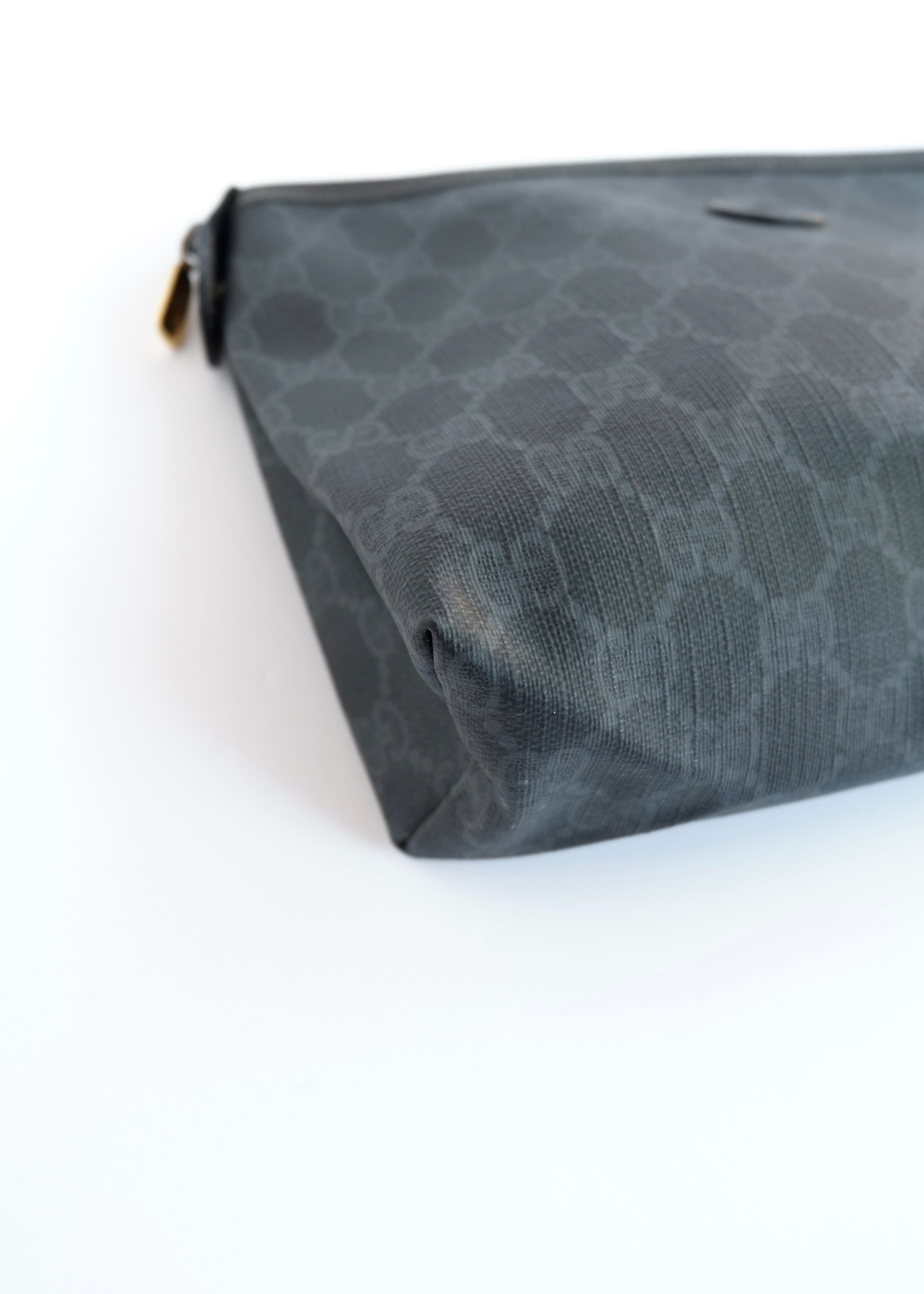 Authentic Preowned Vintage Gucci Black GG Coated Canvas Pouch