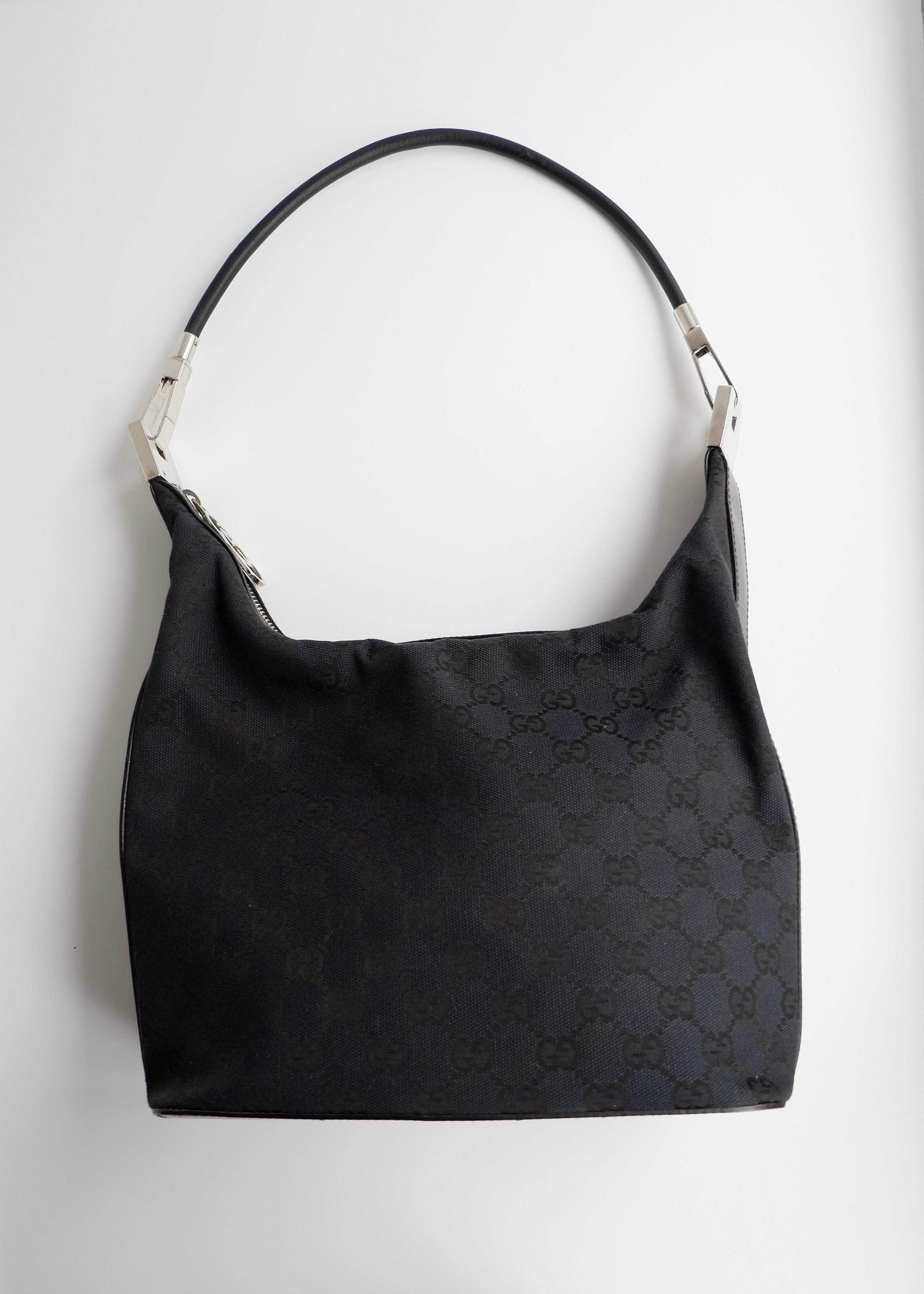 Authentic Preowned Gucci Black GG Canvas SHW Shoulder Bag