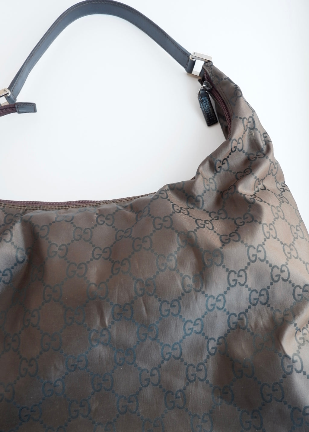 Authentic Preowned Gucci Brown GG Nylon Extra Large Hobo Bag