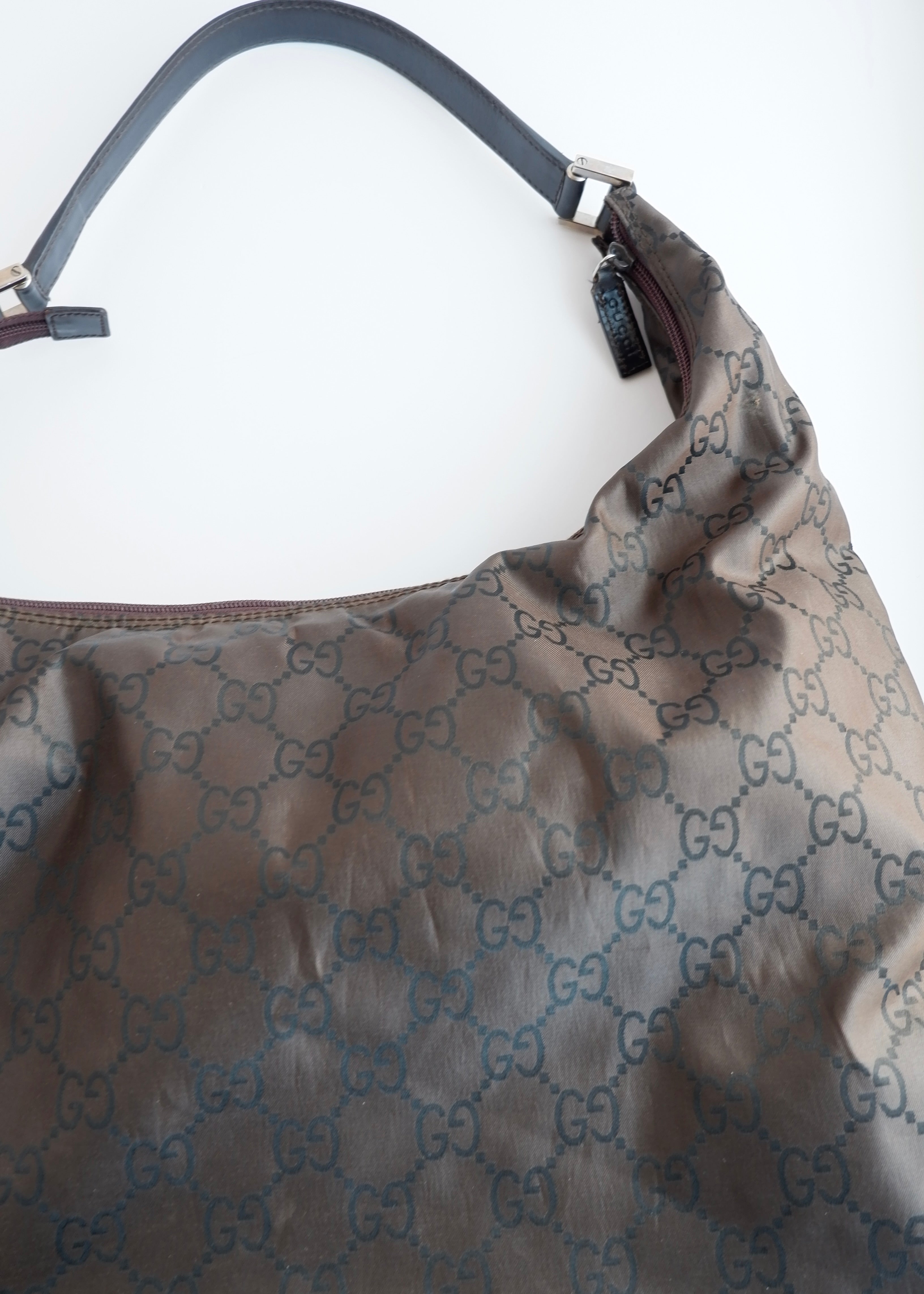 Authentic Preowned Gucci Brown GG Nylon Extra Large Hobo Bag