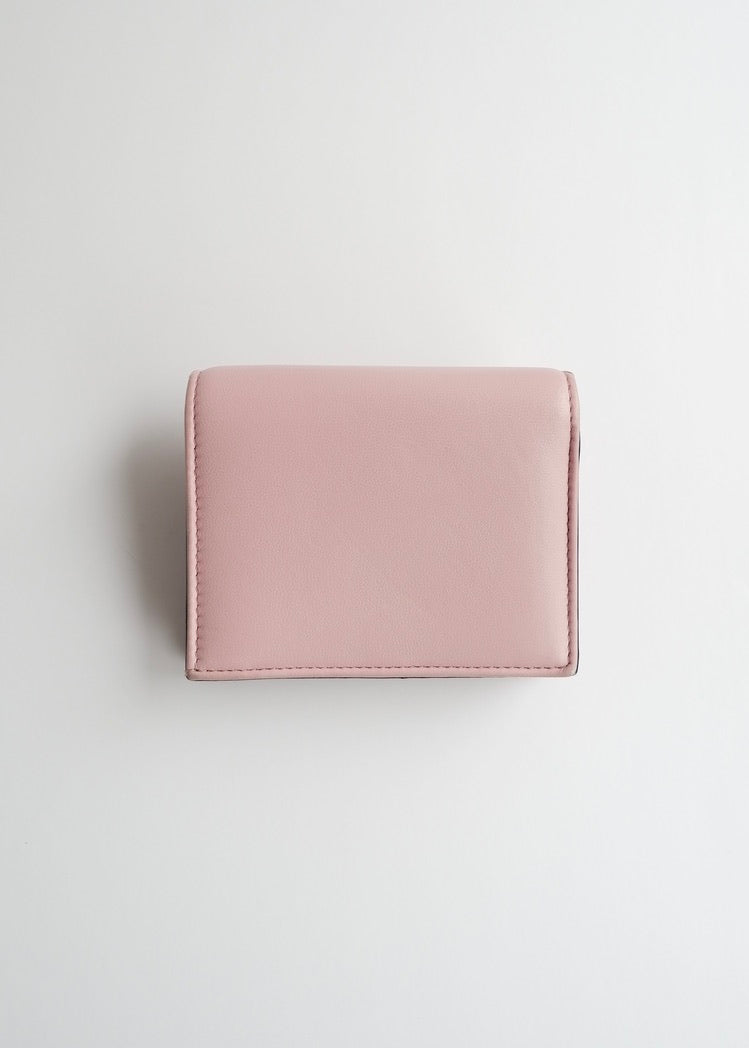 Authentic Preowned Valentino Light Pink Leather Small Nappa Roman Stud Bi-Fold Wallet