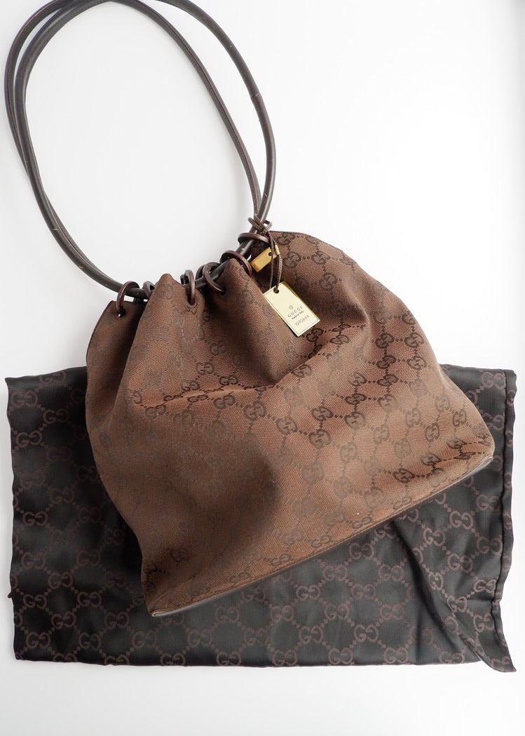 Authentic Preowned Gucci Brown GG Canvas Long Strap Shoulder Bag