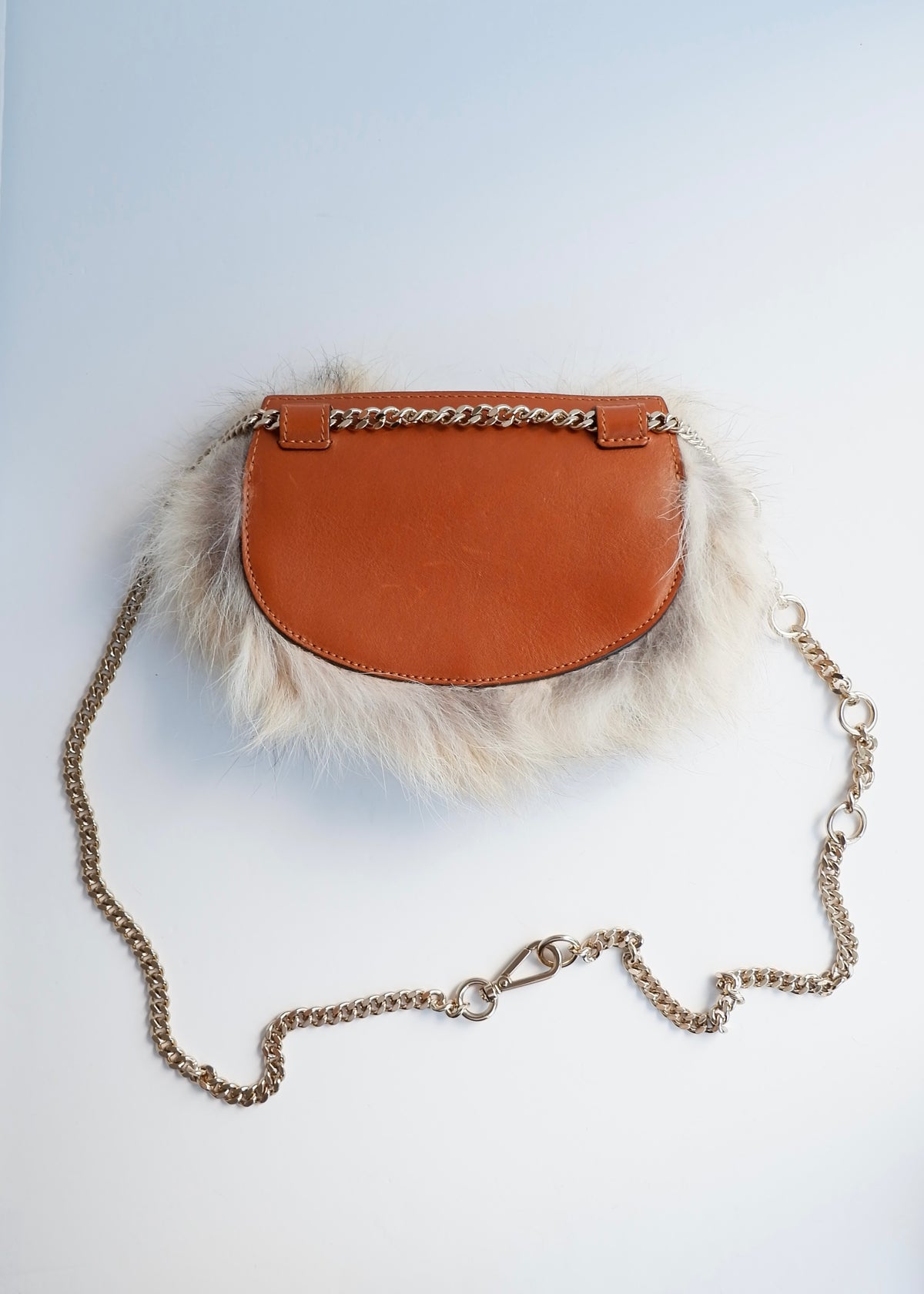Preowned Chloé Brown Leather/ Fur Georgia Belt Bag