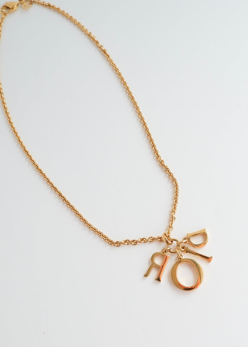 Preowned Vintage Dior Gold Tone Logo Necklace