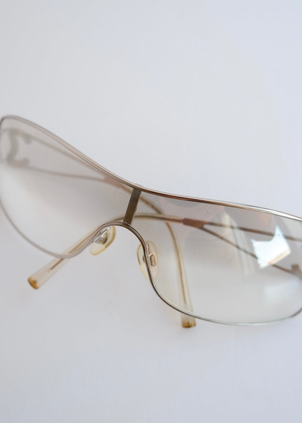 Authentic Preowned Vintage Chanel Transparent Crystal CC Logo Sunglasses