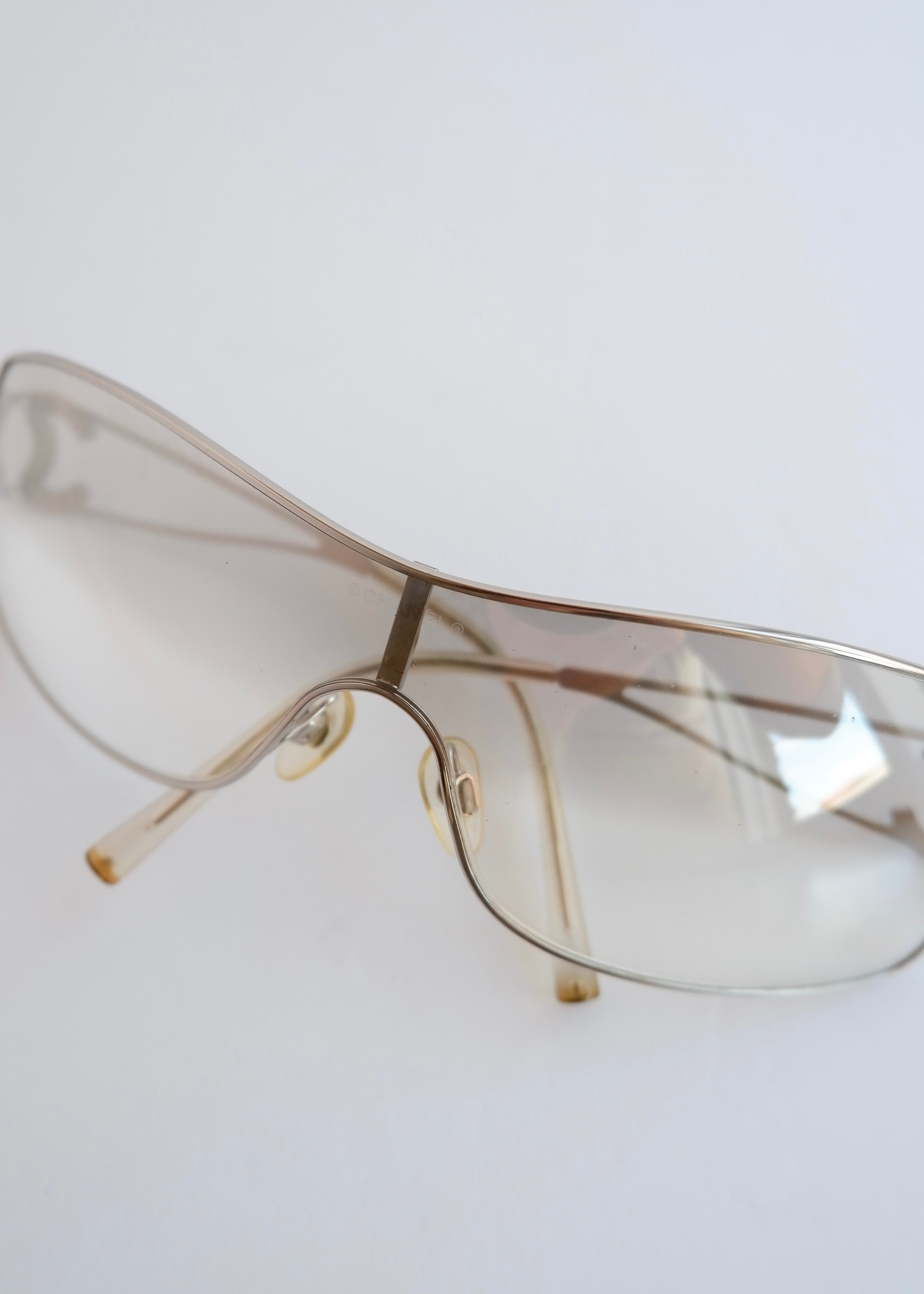 Authentic Preowned Vintage Chanel Transparent Crystal CC Logo Sunglasses