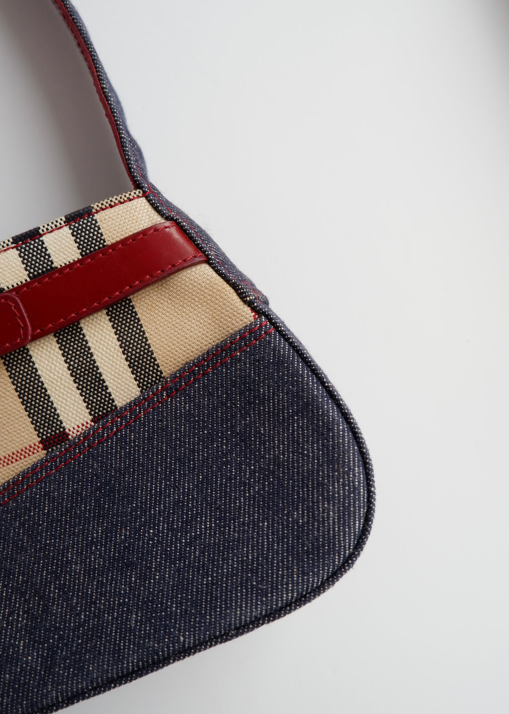 Sac porté épaule Burberry Novacheck/Denim vintage authentique d'occasion