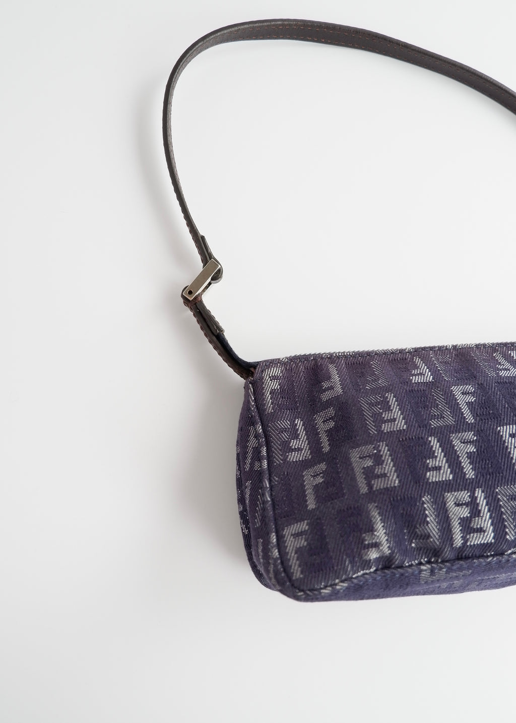 Authentic Preowned Fendi Navy FF Zucchino Small Shoulder Bag