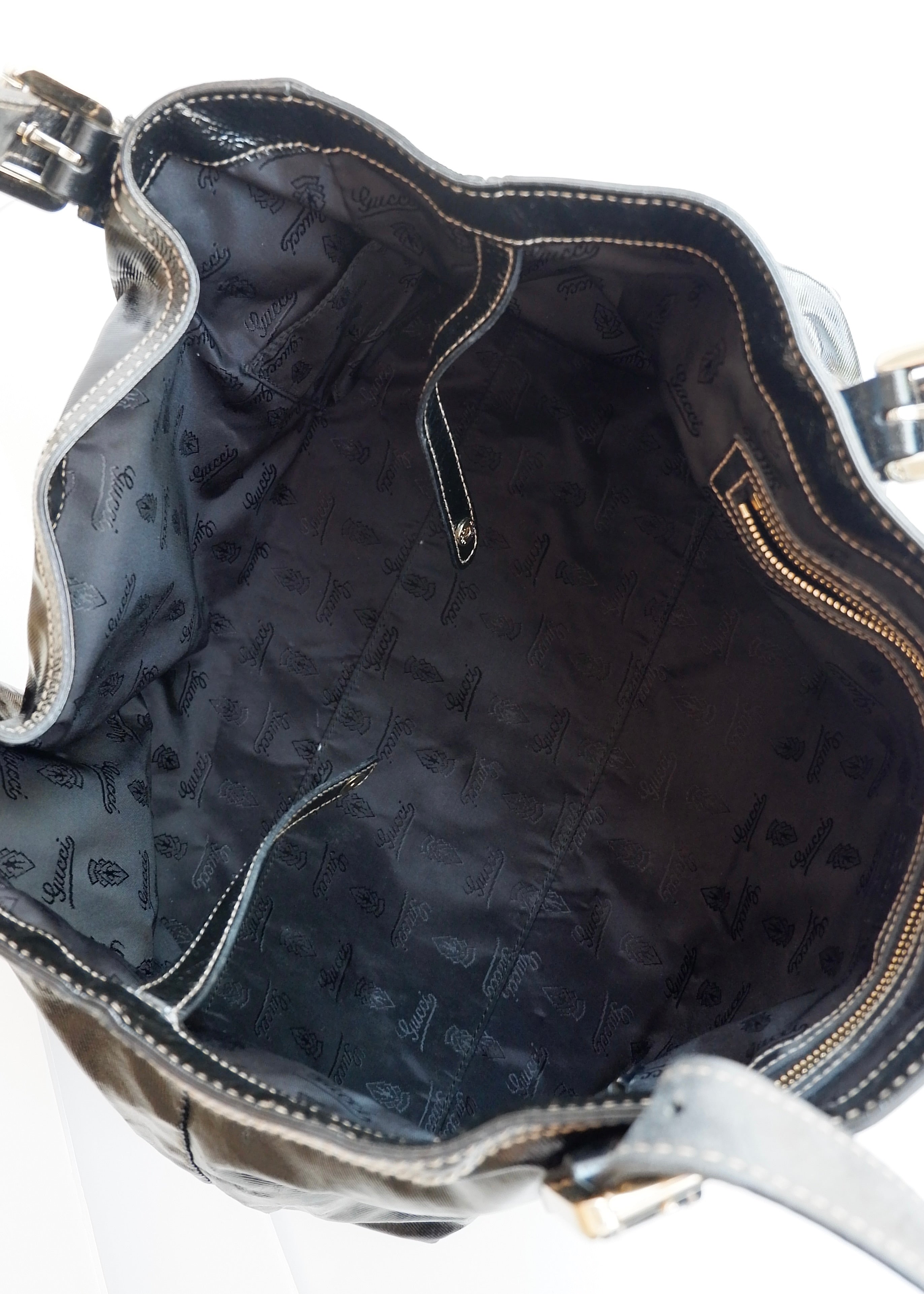 Preowned Gucci Black Dialux/ Patent Leather Britt Shoulder Tote