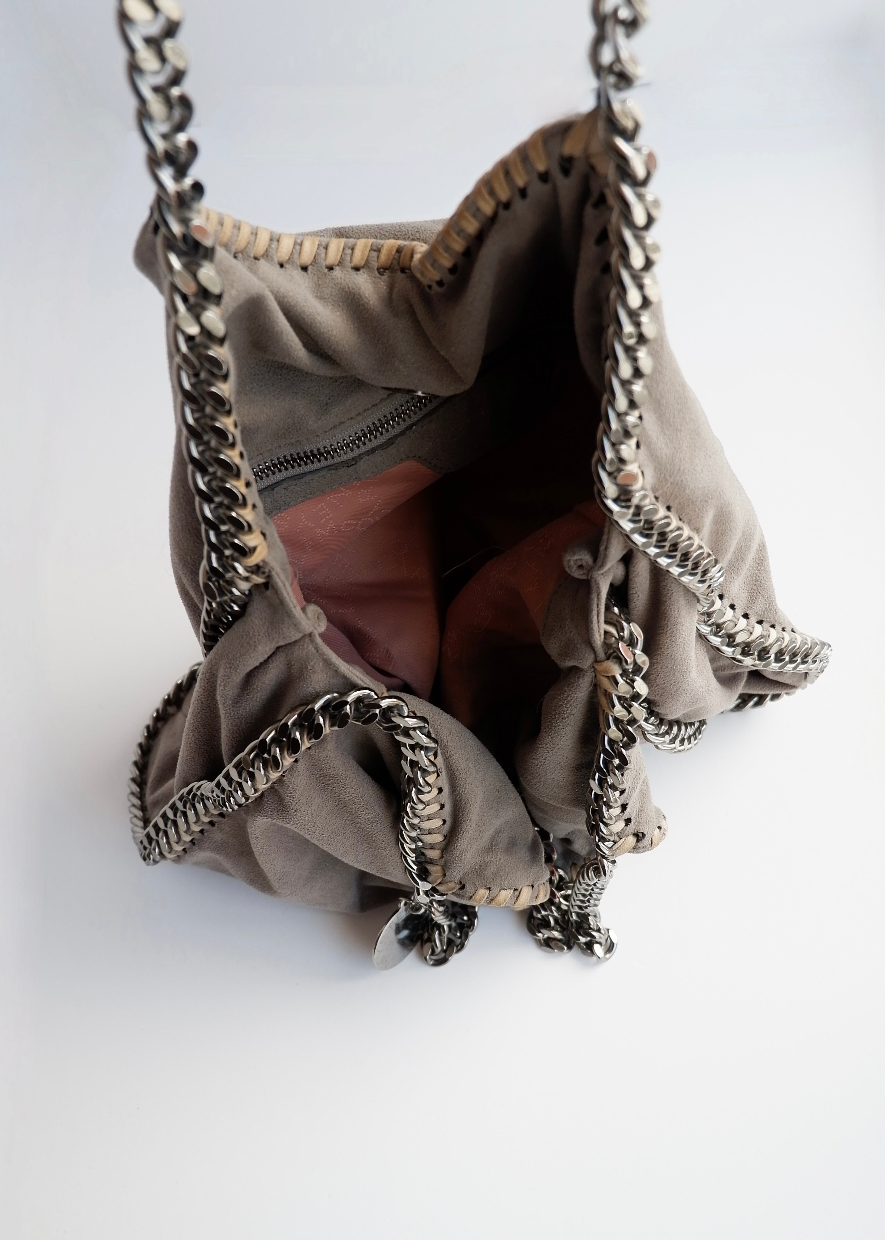 Sac porté épaule Stella McCartney Falabella en tissu gris authentique d'occasion